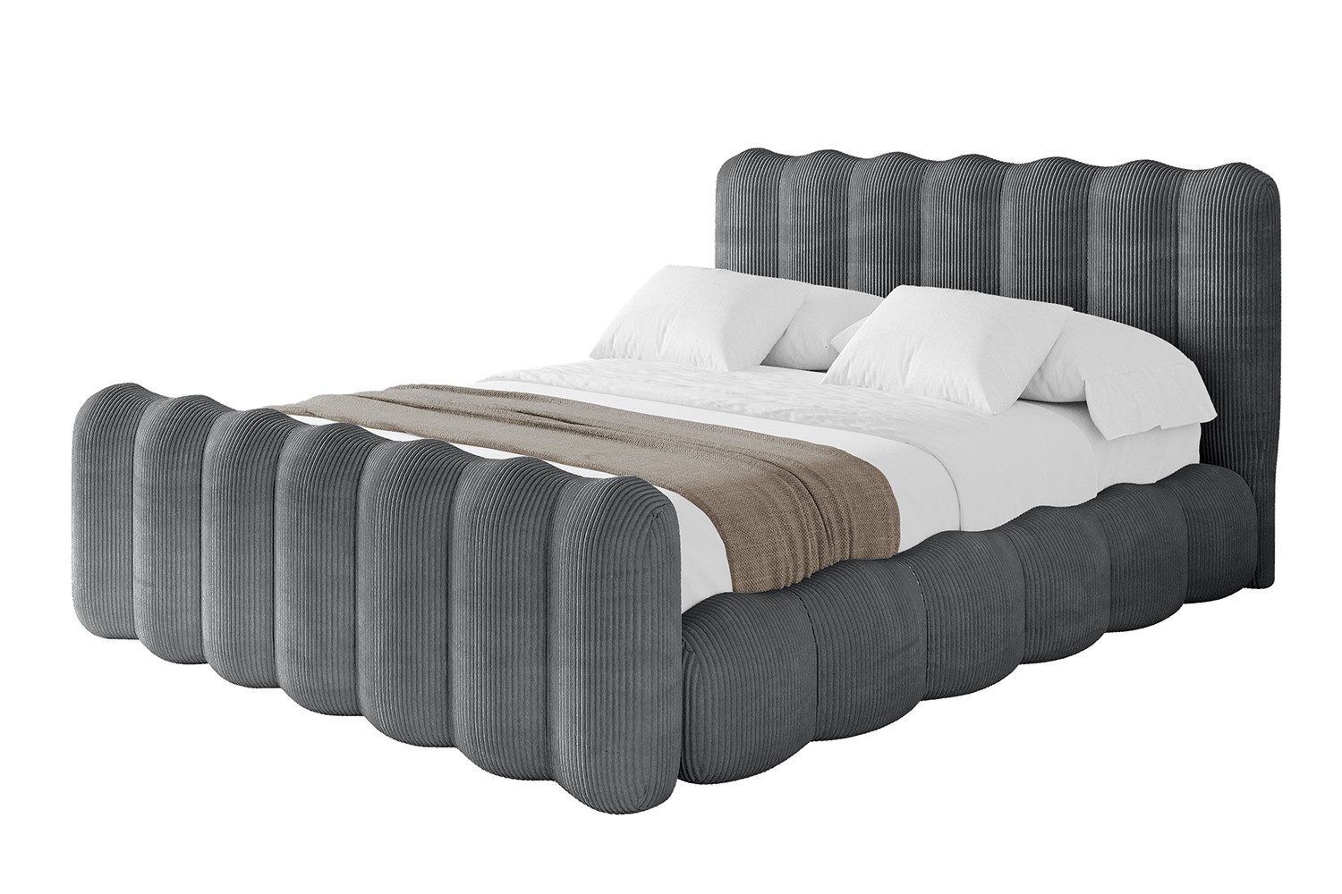 ALTDECOR Polsterbett SORA-Z (Polsterbett mit Bettkasten und Lattenrost, Boxbett mit Matratze), Doppelbett mit Stauraum, Bett mit Kopfteil