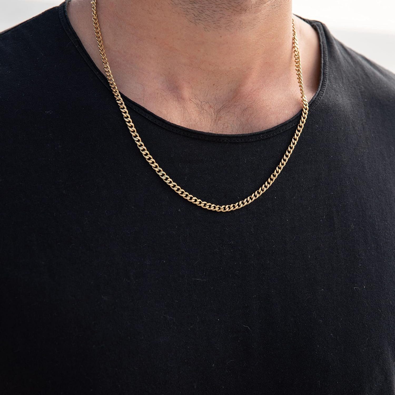 10K Hohle Gelbgold Franco Box Gliederkette Halskette Herren