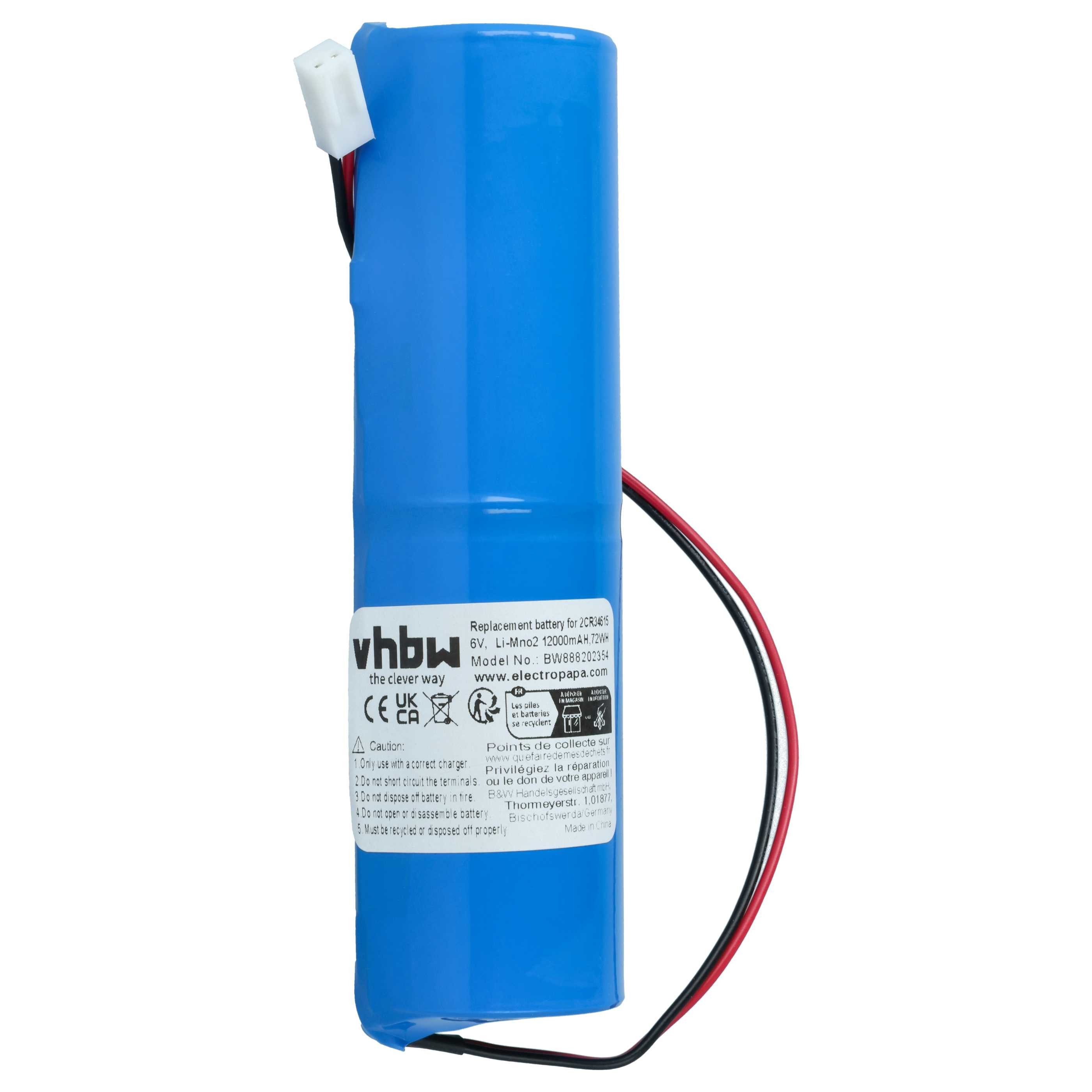 vhbw Batterie passend für Jablotron JA-180A, JA-80A Alarmanlage (12000 mAh, Akku Batterie Li-MnO2 12000 mAh (6 V, 1 St), Leistungsfähige Ersatz-Batterie für Alarm Control, Home Security