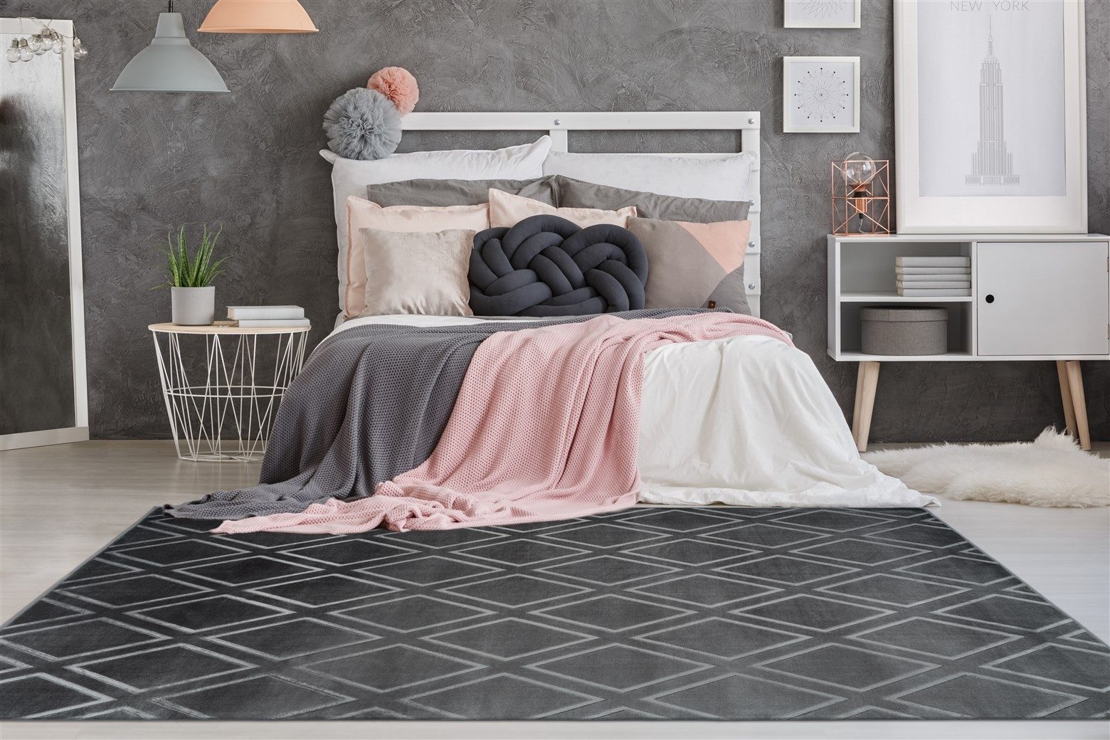 Kayoom Teppich in Anthrazit, 100% Polyester - 150x80cm (LxB)