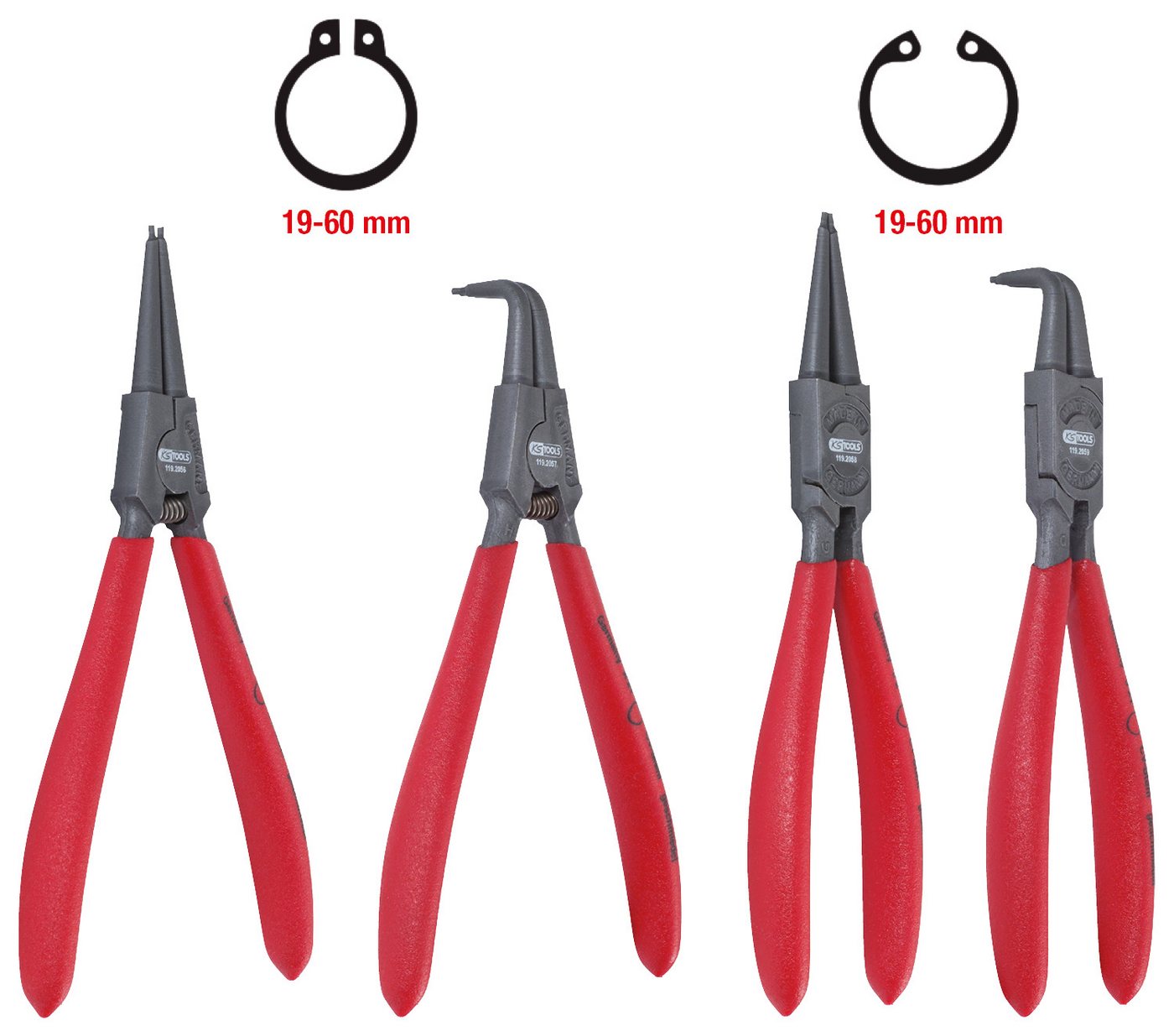 Thumbnail - KS Tools Zangenset Sicherungszangen-Satz, 19-60 mm, 4-tlg (119.2055)