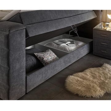 Lomadox Boxspringbett DURAZNO-09, 180x200 cm mit TV-Halterung mit Bettkasten Hotelbett in anthrazit