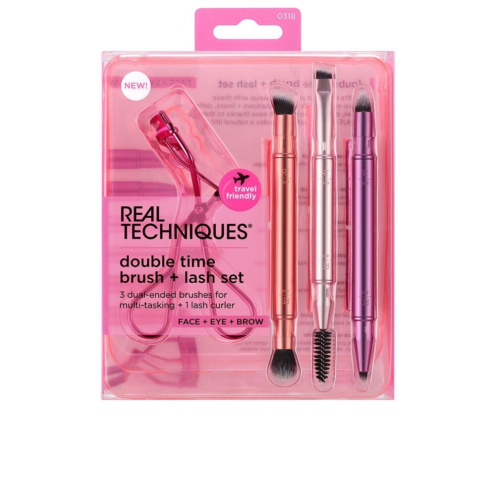 Real Techniques Kosmetikpinsel-Set DOUBLE TIME BRUSH + LETZTE HÜLLE 4 Stück