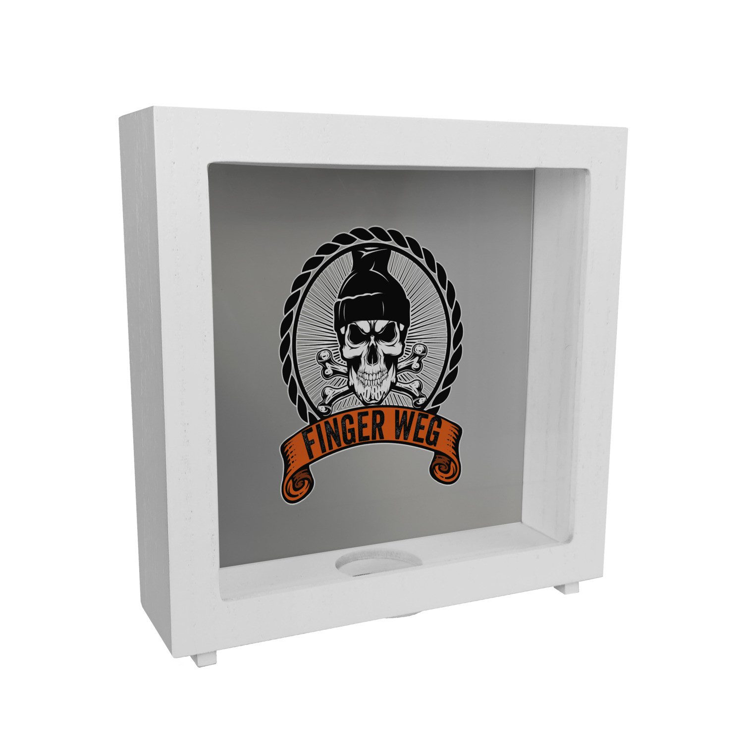 Spardose Totenkopf Finger Weg Rahmen Spardose aus Holz