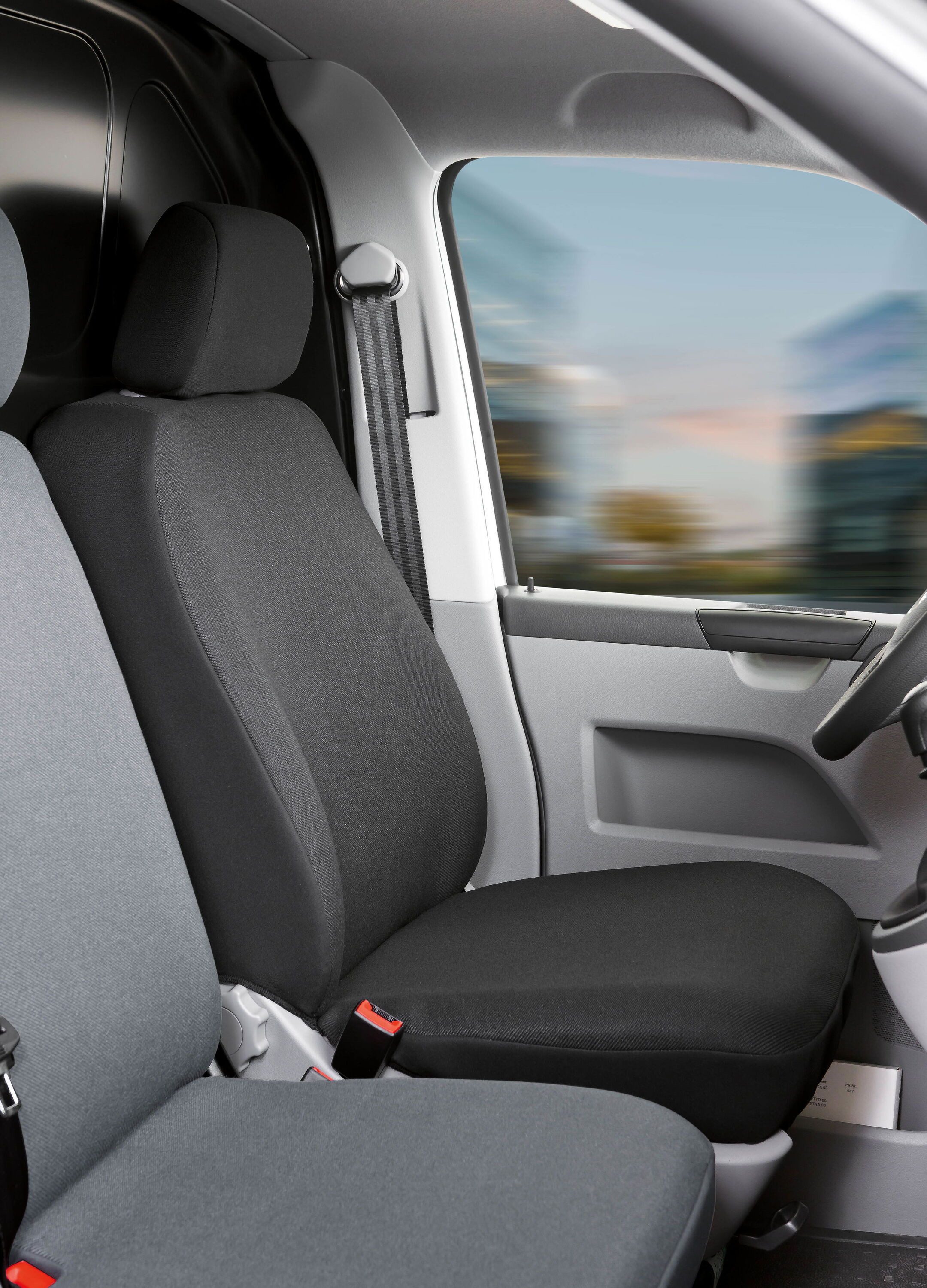 WALSER Autositzbezug Transporter VW T5 Passform, 1 Einzelsitzbezug vorne, 1 Kopfstützenbezug, 3-tlg.