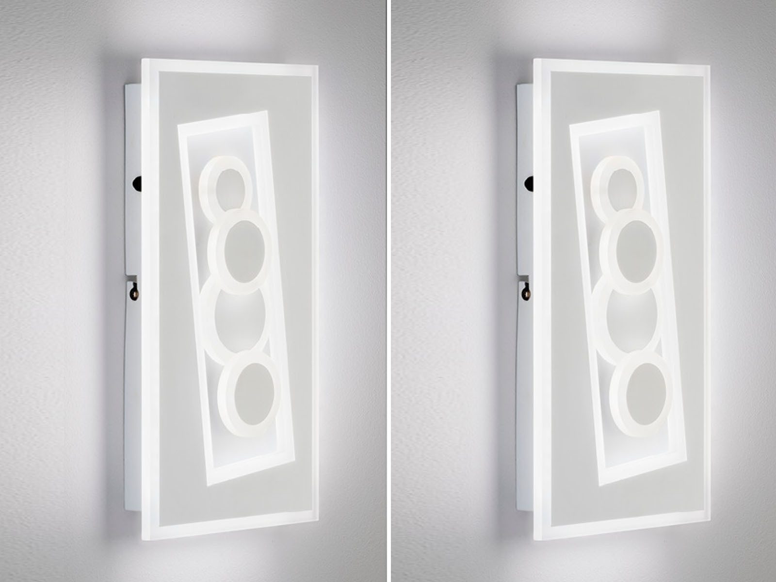 FISCHER & HONSEL LED Wandleuchte, Dimmfunktion, LED fest integriert, Warmweiß, Neutralweiß, 2er SET flach mit Schalter für ausgefallene indirekte Wandbeleuchtung