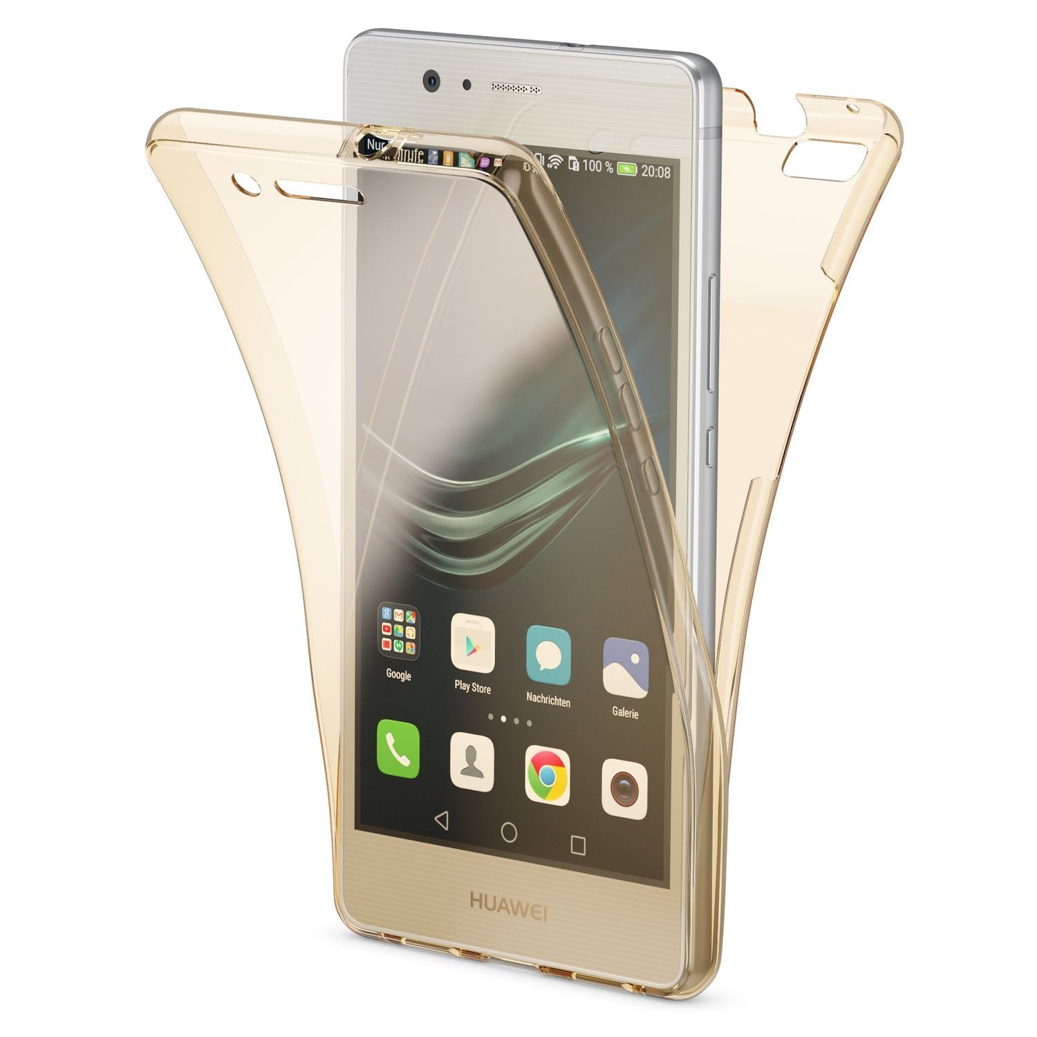 Nalia Smartphone-Hülle Huawei P9 Lite, Transparente 360 Grad Silikon Hülle / Rundumschutz / Full Cover Etui