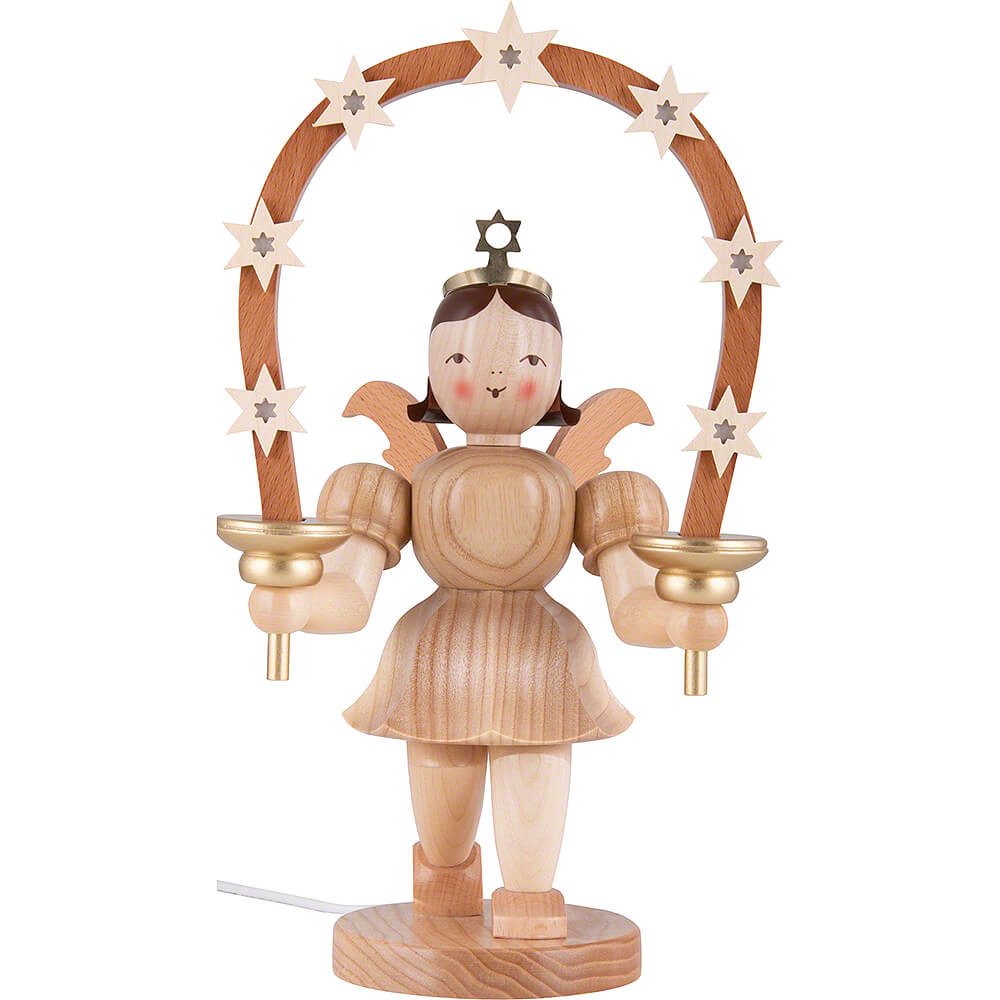 Blank Kunstgewerbe Dekofigur Kurzrockengel mit beleuchtetem Sternbogen, natur (27cm) von Blank Kuns