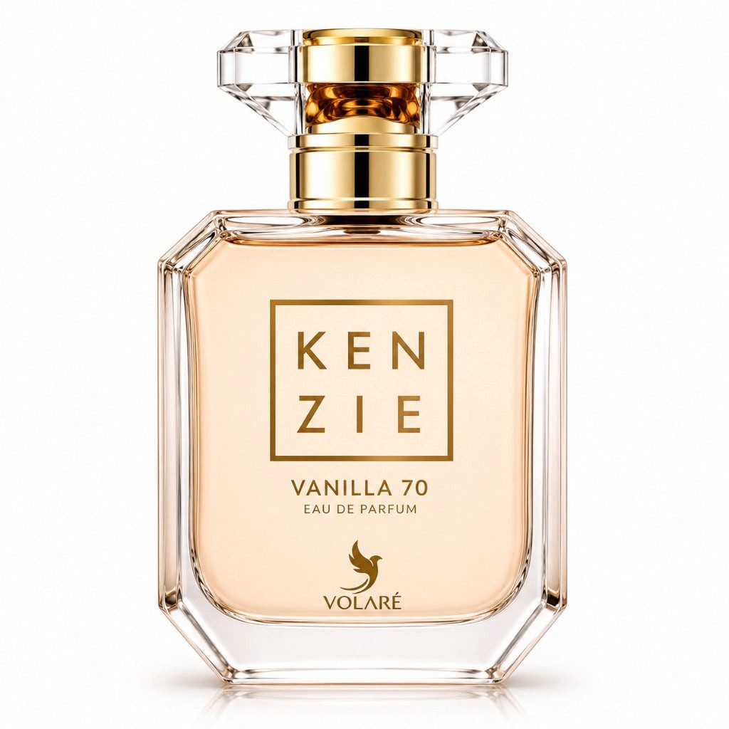 Volaré Perfumes Duft-Set Kenzie Vanilla 70 EDP – Süß Gourmand + Parfümzerstäuber (leer)