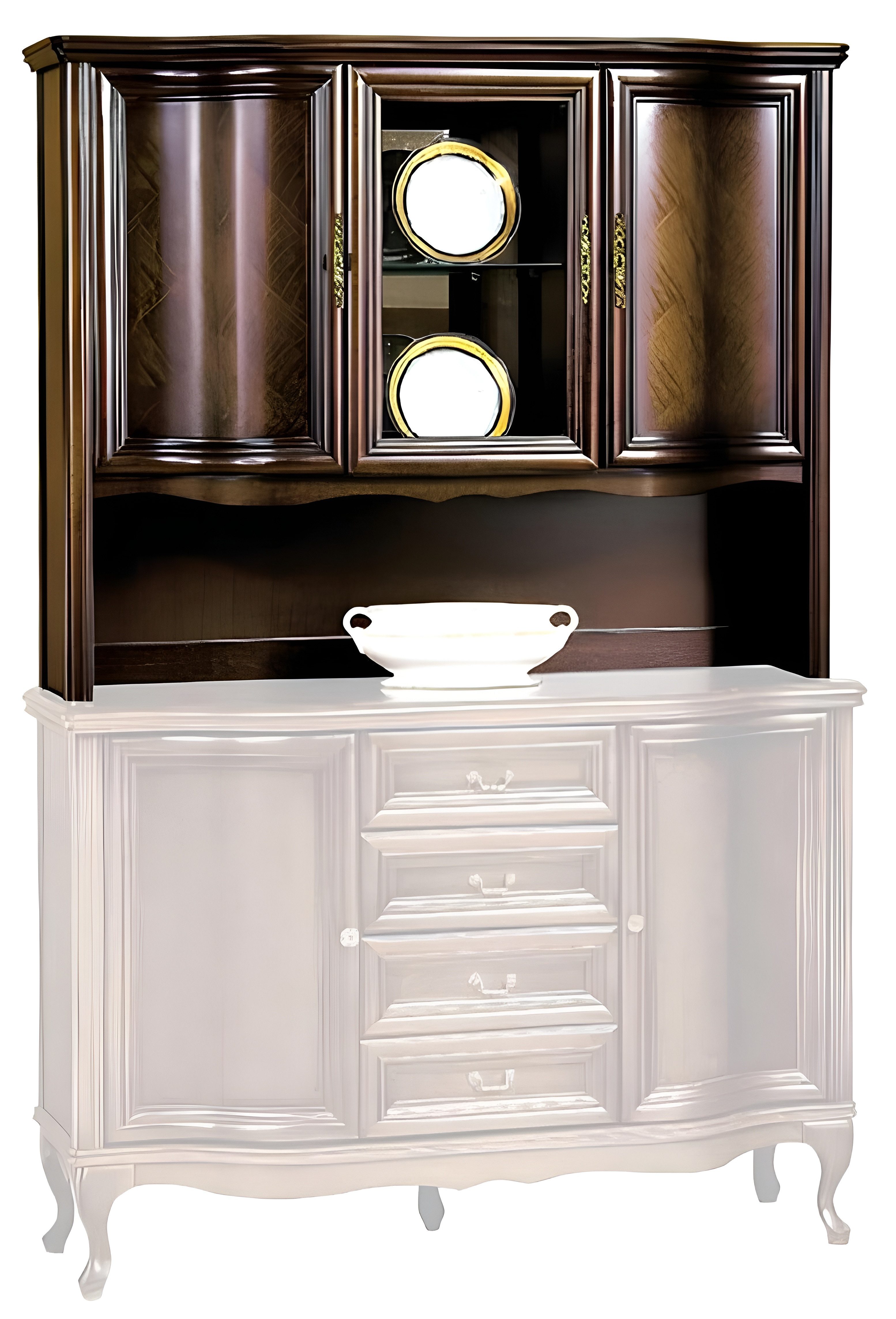 Xlmoebel Buffetaufsatz Schrankaufsatz Modell W-N3B in elegantem Wellen-Design, (1-St., Klassische Schränke Schrank Schrankwand - Model W-N3B Aufsatz Welle), Hergestellt in Europa