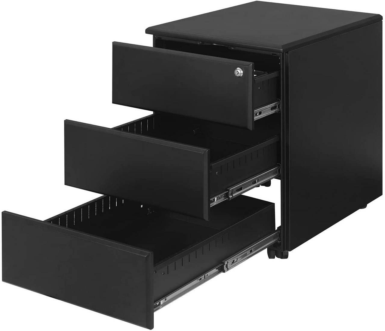 Aktenschrank Rollcontainer, Mobiler Woltu Büroschrank mit Schubladen 3 Metall Schwarz