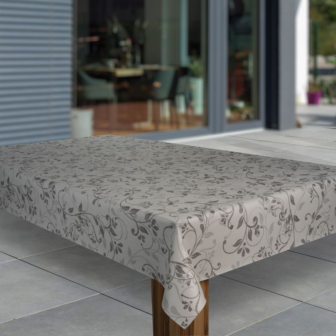 laro Tischdecke Wachstuch-Tischdecken Ranken Grau Schwarz rechteckig günstig online kaufen