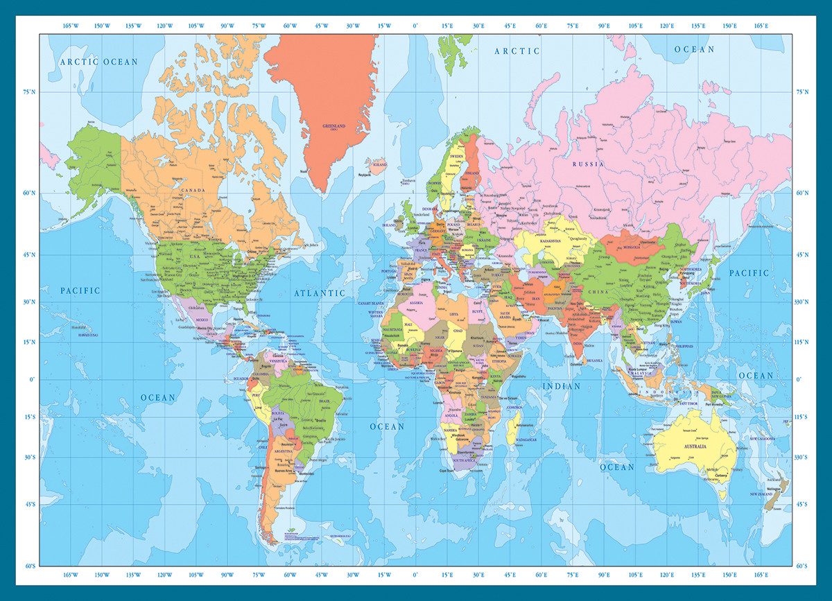 Puzzle 1000 Teile Puzzle - Puzzle - Moderne Weltkarte - Modern Map of the, günstig online kaufen