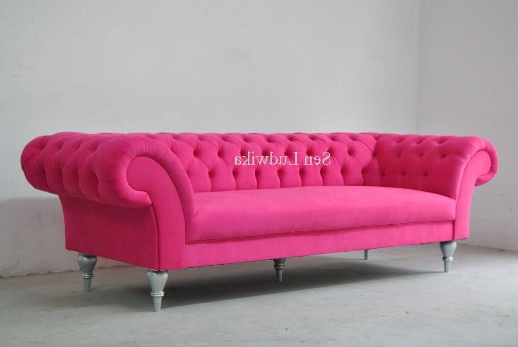 Xlmoebel Chesterfield-Sofa Drei-Sitzer Sofa in modernem Rosa mit hochwertiger Polsterung, Hergestellt in Europa