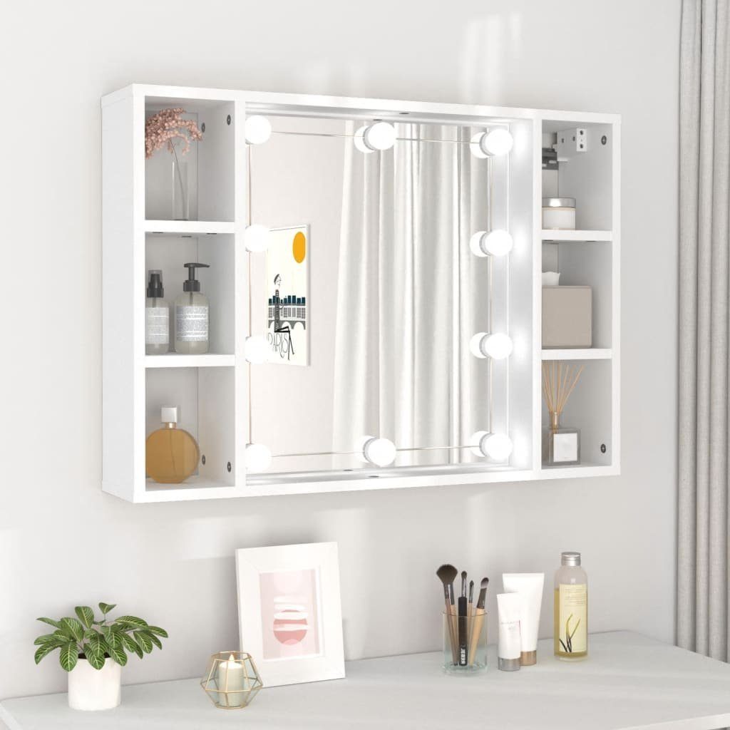 vidaXL Badezimmerspiegelschrank Spiegelschrank mit LED Weiß 76x15x55 cm (1-St) | Spiegelschränke