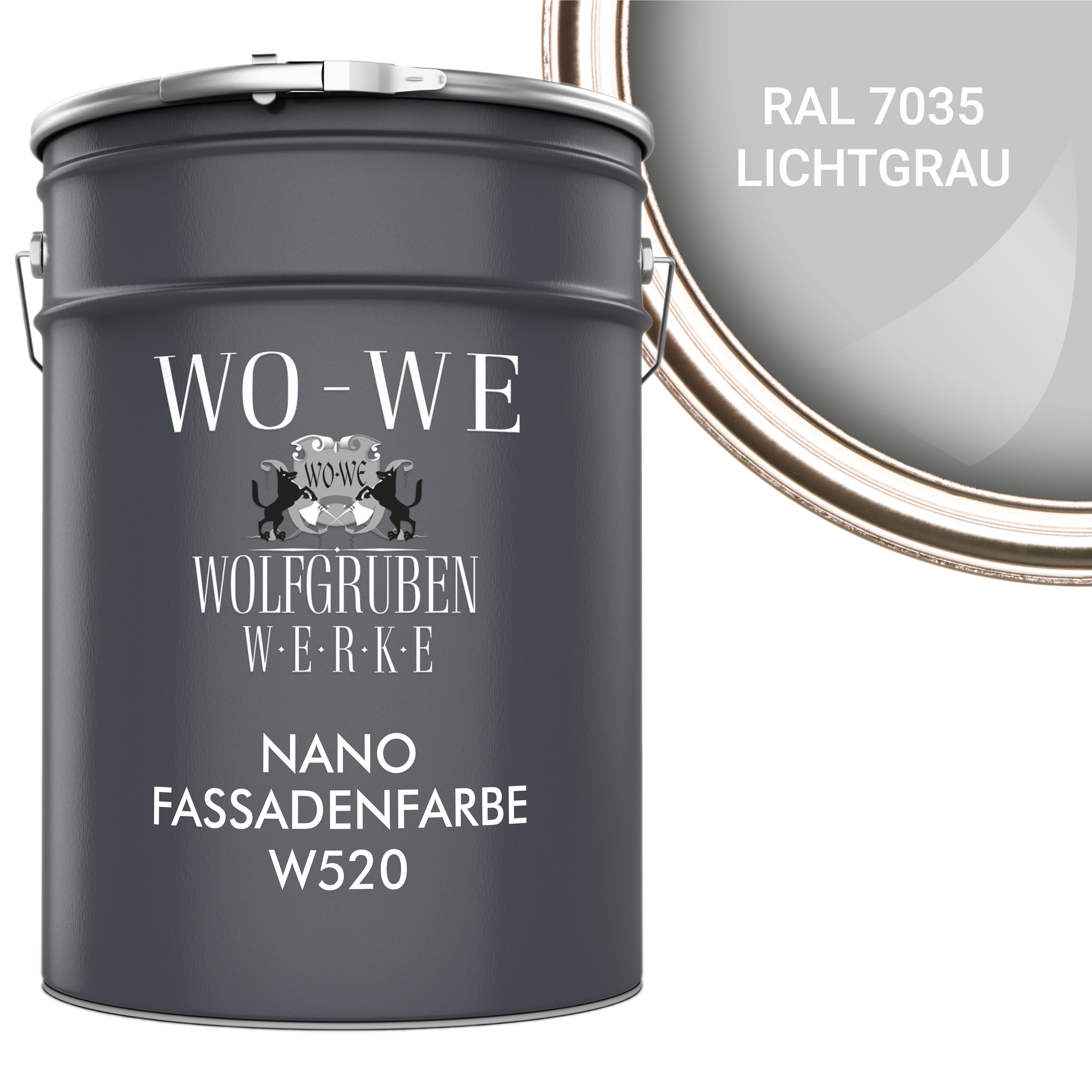 WO-WE Fassadenfarbe Nano Fassadenfarbe Außen Mauerfarbe Aussenfarbe W520, 0,75-20L, Hausfassaden