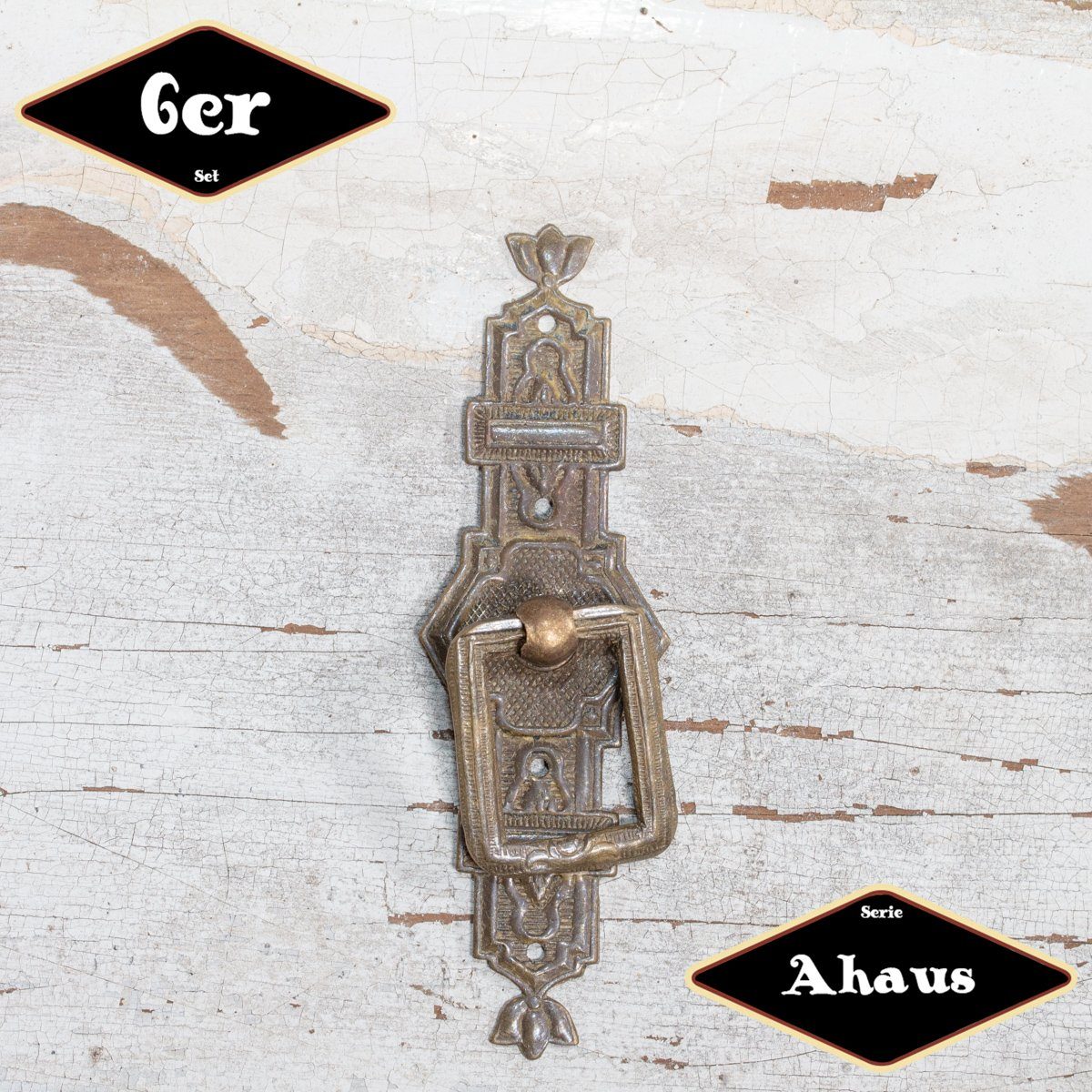 Möbelbeschlag Schubladengriff,Serie"Ahaus",6er Pack, Eisen in Messing