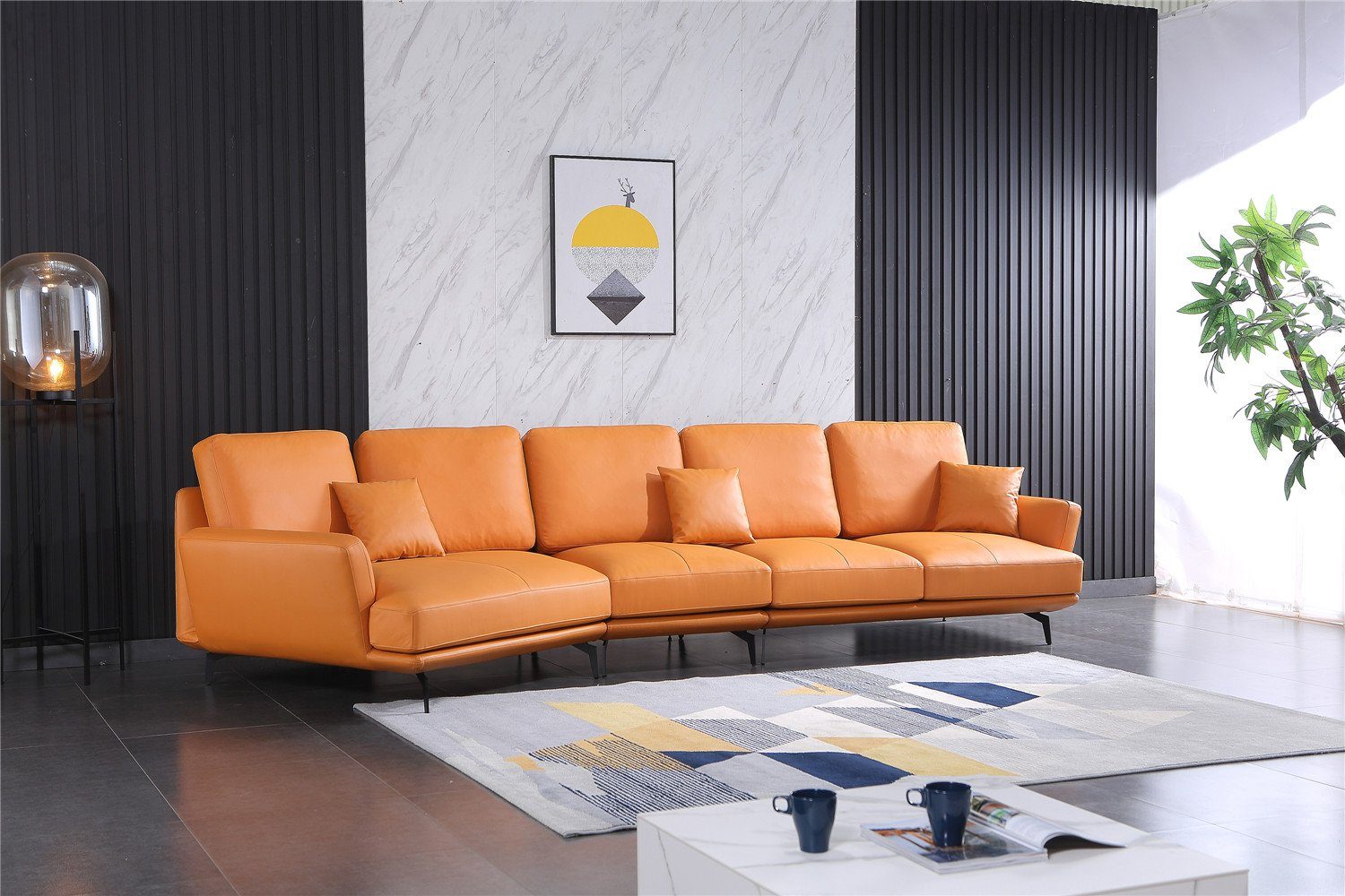 JVmoebel Ecksofa, Ledersofa Wohnlandschaft Ecksofa L-Form Ecke Set Garnitur Modern Sofa Orange