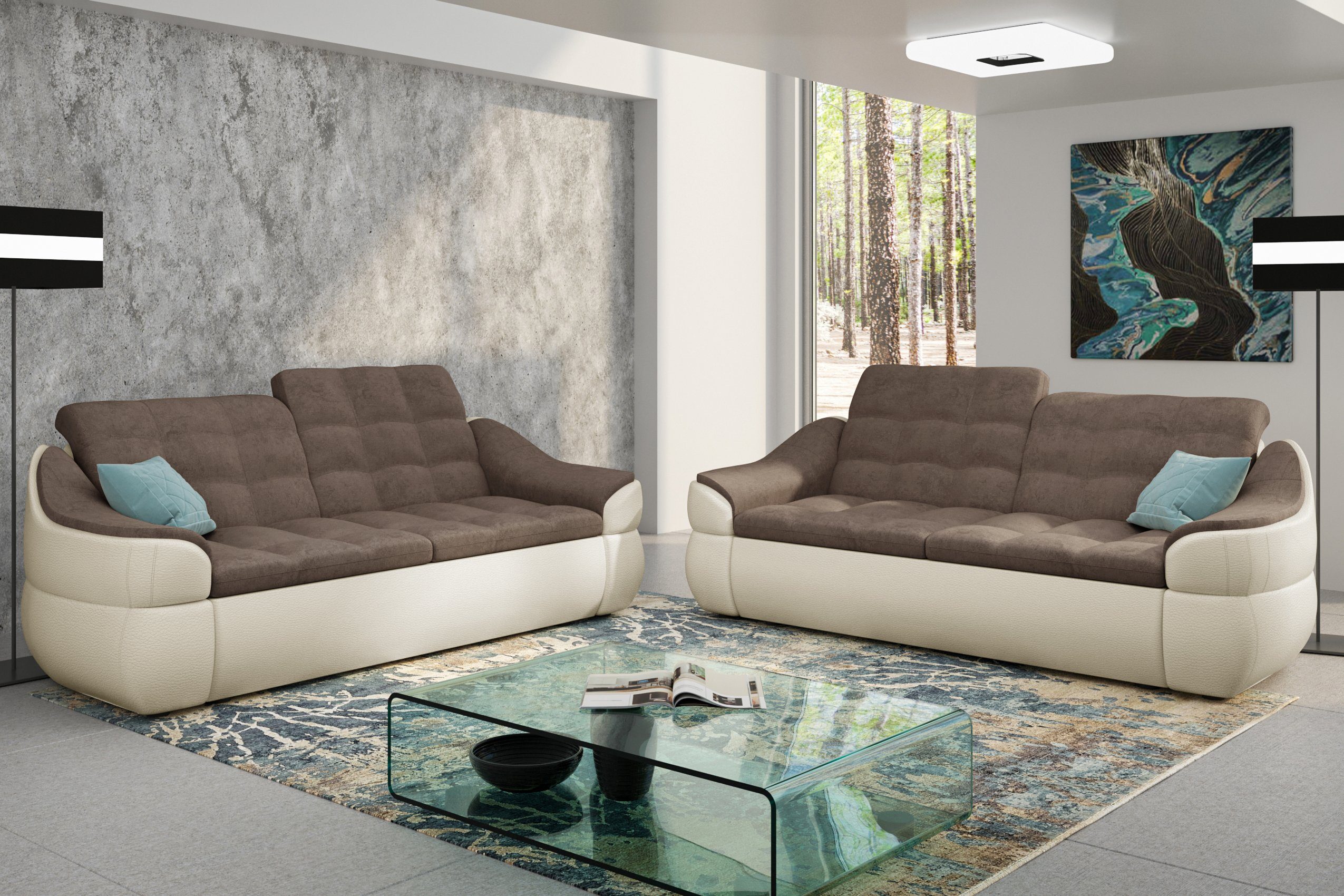 made aus Stylefy Alisa, Europa (2-tlg), 2x2-Sitzer bestehend (Set Sofa, Design, Polstergarnitur in Modern