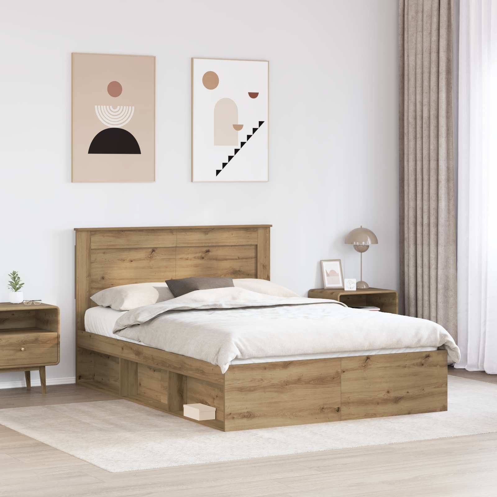Produktbild von VidaXL Bettrahmen Artisan-Eiche 140 X 200 Cm Holzwerkstoff