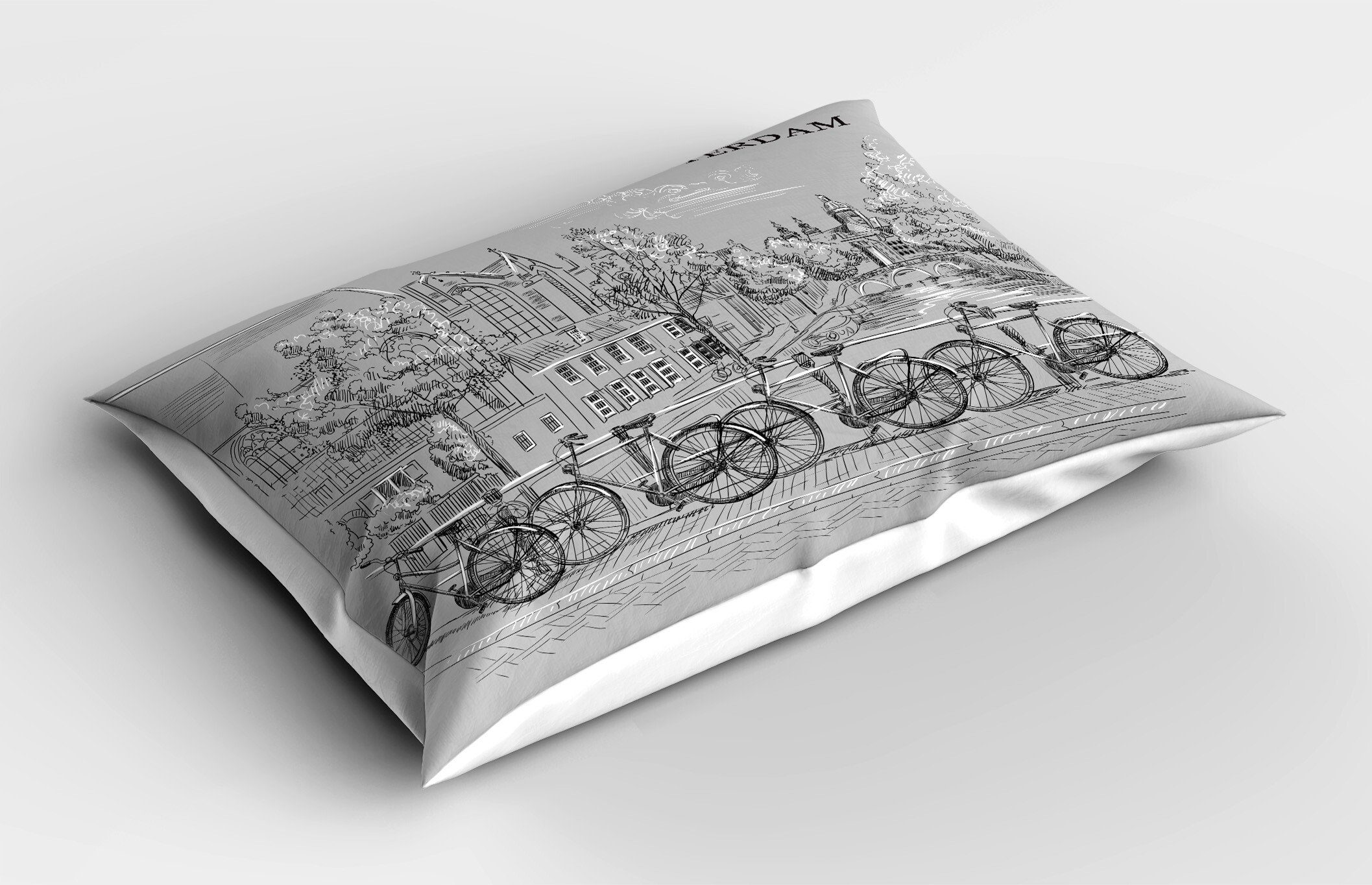 Gedruckter Kissenbezüge Dekorativer (1 Amsterdam Abakuhaus Fahrräder Size Kanal durch Kissenbezug, Standard den Stück), King