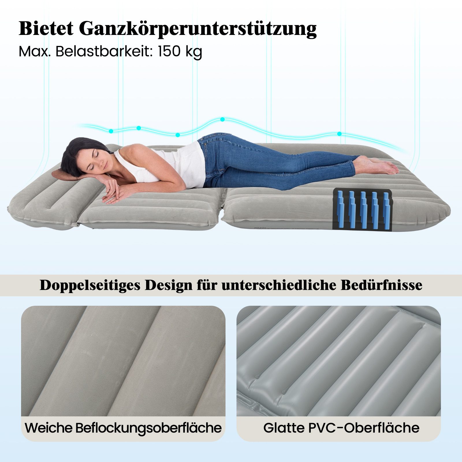 COSTWAY Luftmatratze, Auto Matratze mit pumpe, 190 x 130