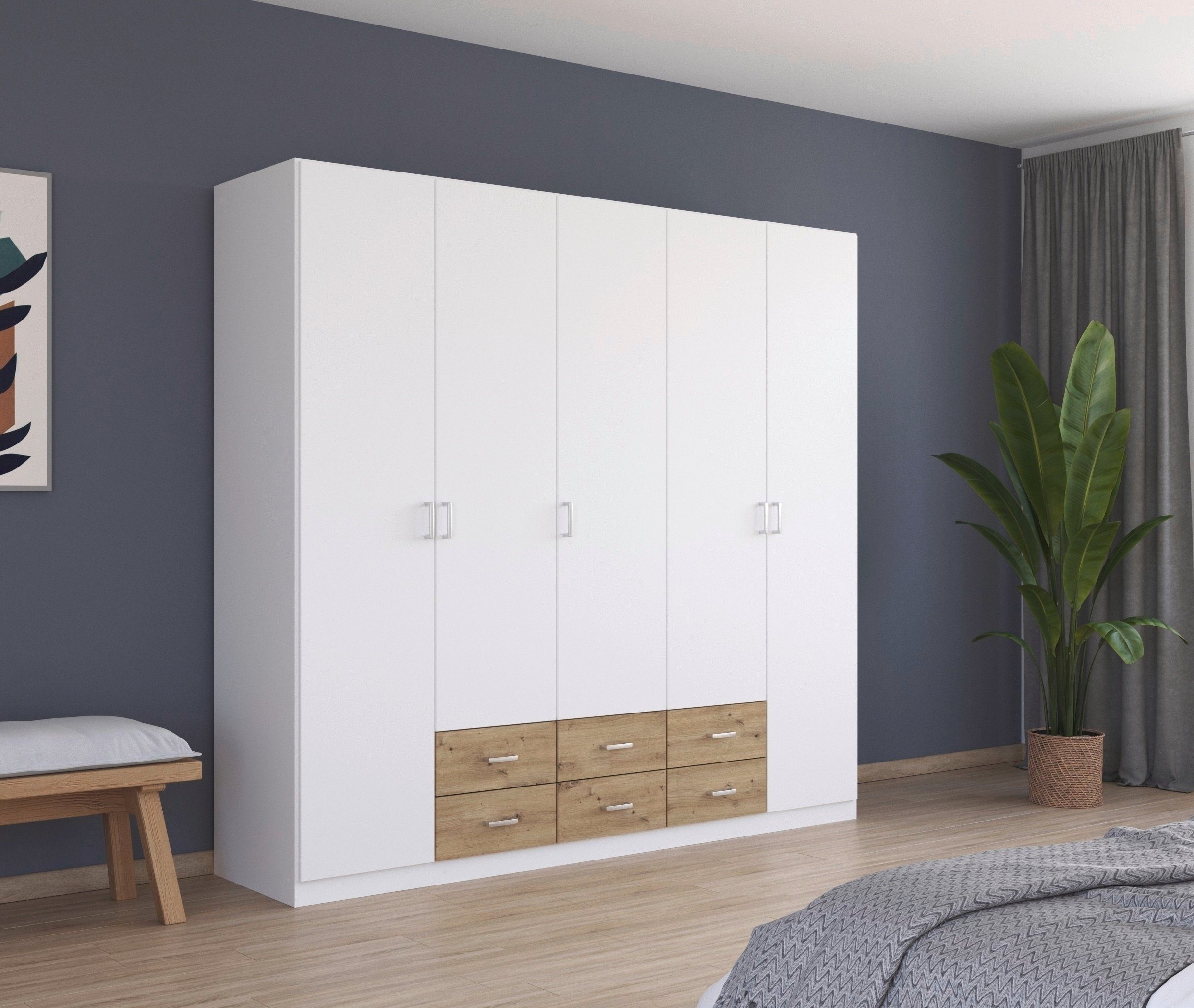 rauch Drehtürenschrank Kleiderschrank Garderobe GAMMA Breiten 91/136/181/226/271/315/360 cm (in 3 Ausstattungen BASIC/CLASSIC/PREMIUM (inkl. SOFT-CLOSE-Funktion) mit Schubladen, verschiedene Griff-Varianten TOPSELLER MADE IN GERMANY