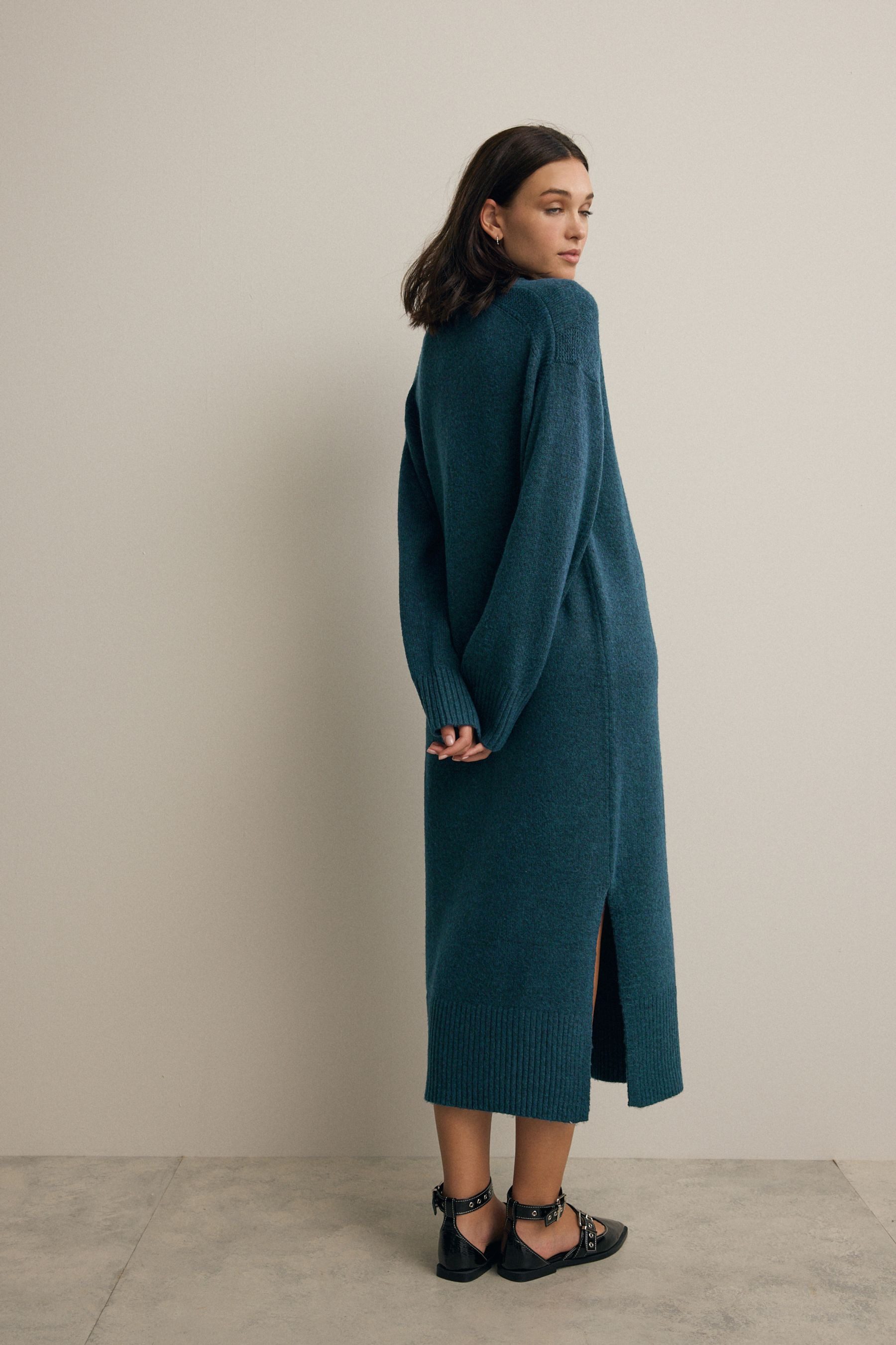 Next Strickkleid Weiches Midi-Strickkleid, Relaxed Fit günstig online kaufen