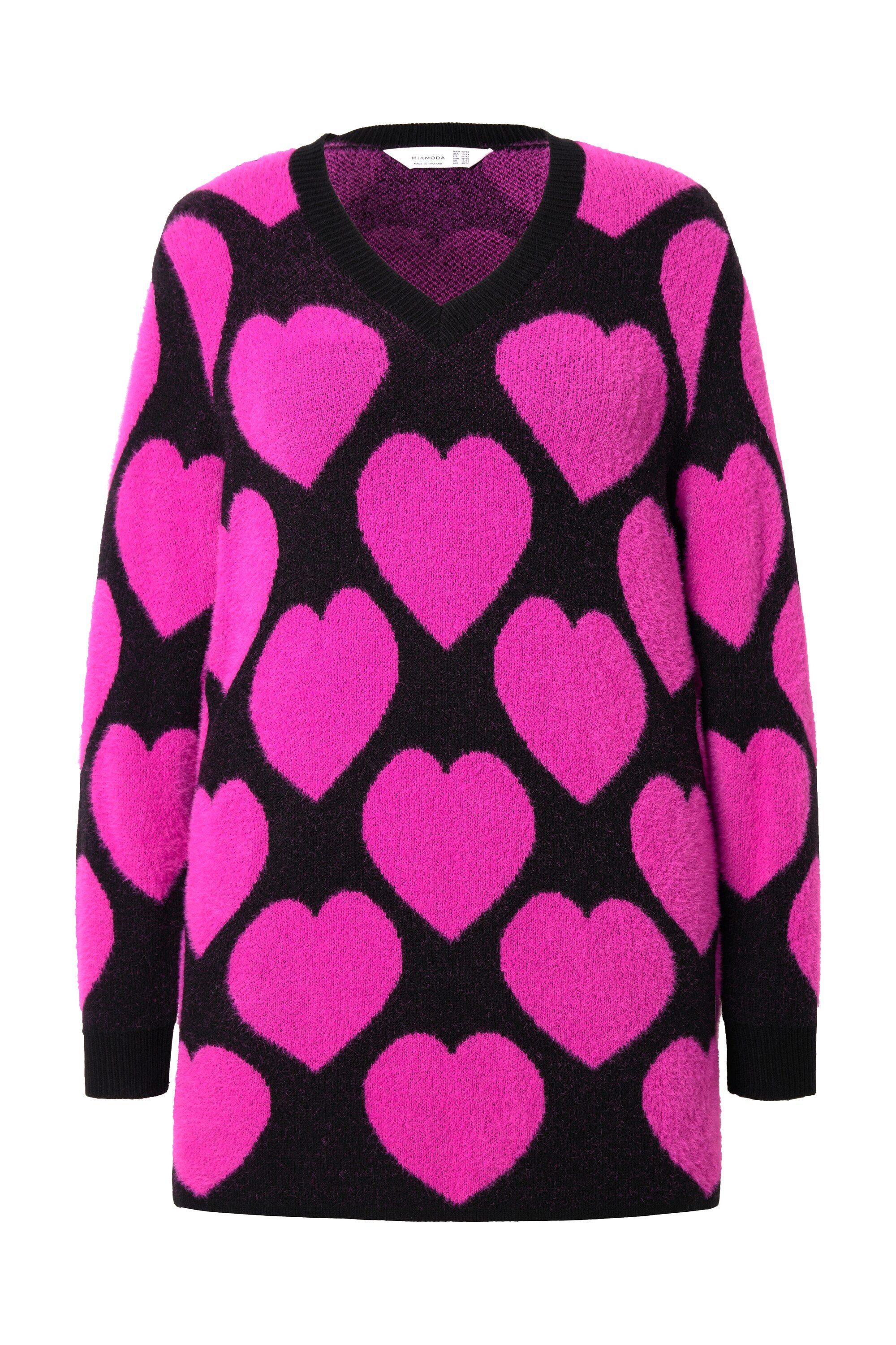 MIAMODA Strickpullover Pullover weicher Feinstrick Herzmuster günstig online kaufen