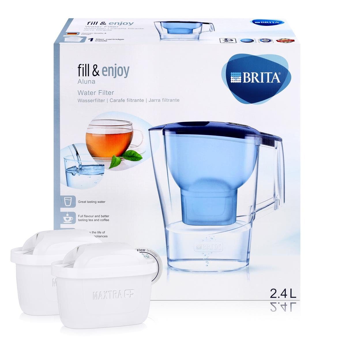BRITA Wasserfilter BRITA Aluna Blau 2,4L Wasserfilter inkl. 2x Maxtra+  Kartusche