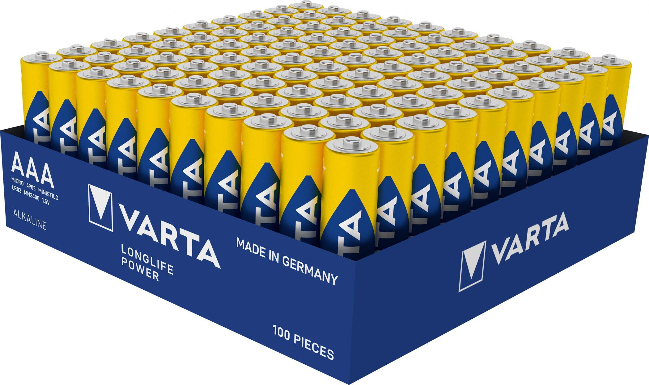 VARTA 100 4903 Longlife Power AAA / Micro Alkaline Batterien im 100er Tray Batterie