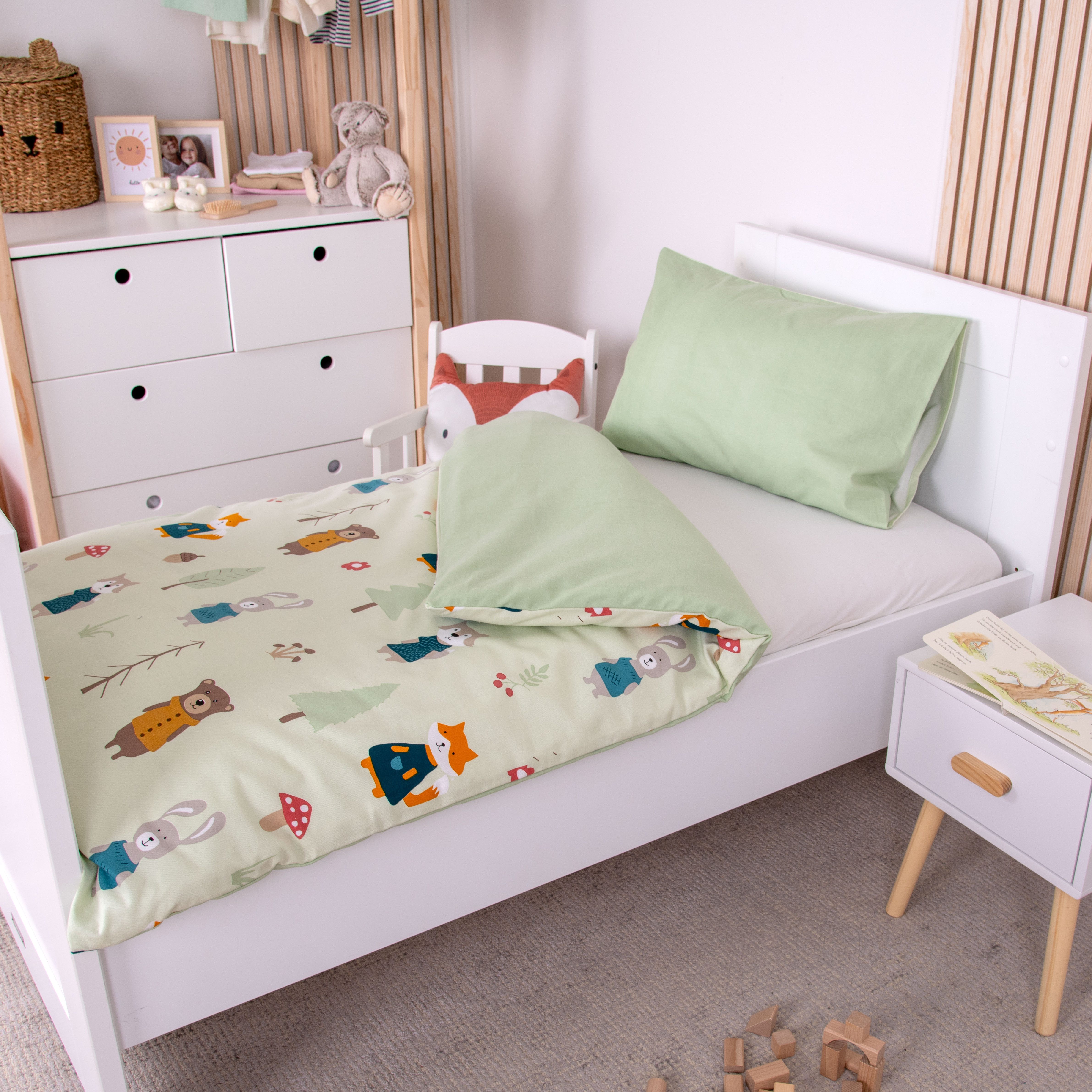 Baby Best Wendebettwäsche babybest Waldtiere, Flanell, 2 teilig, besonders kuschelig