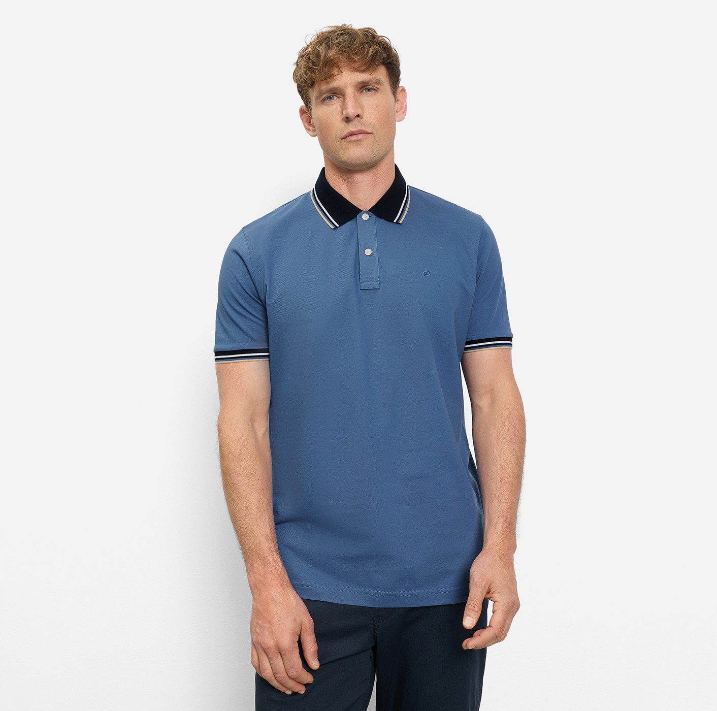 OLYMP Poloshirt Casual farbliche Kontrast-Details günstig online kaufen