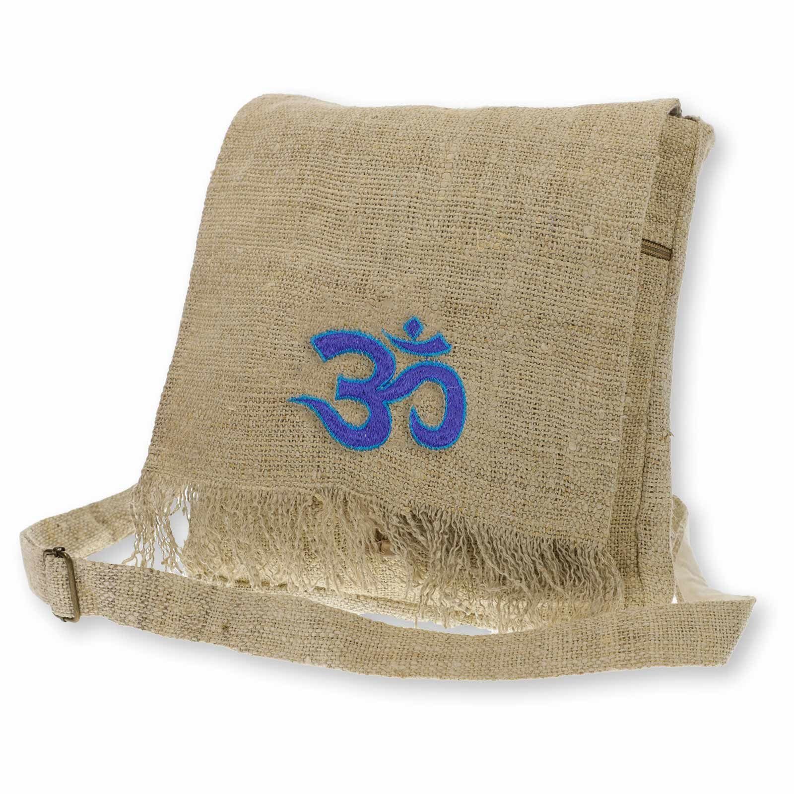 KUNST UND MAGIE Schultertasche Hanf Schultertasche Umhängetasche Tasche OM Nachhaltig Fair