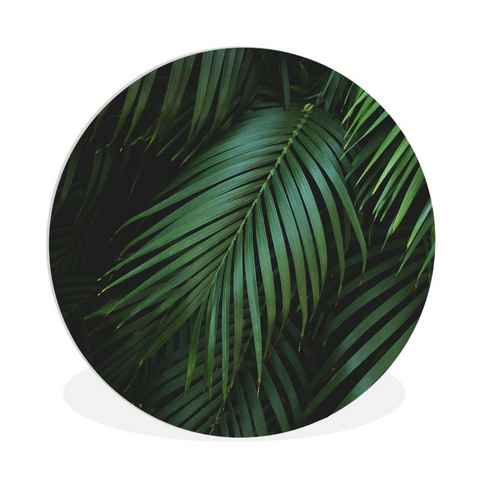 MuchoWow Gemälde Palmenblätter - Palmen - Tropisch, (1 St), Kreis Wanddekoration Forex, Rundes Wandbild, Wohnzimmer, 30x30 cm
