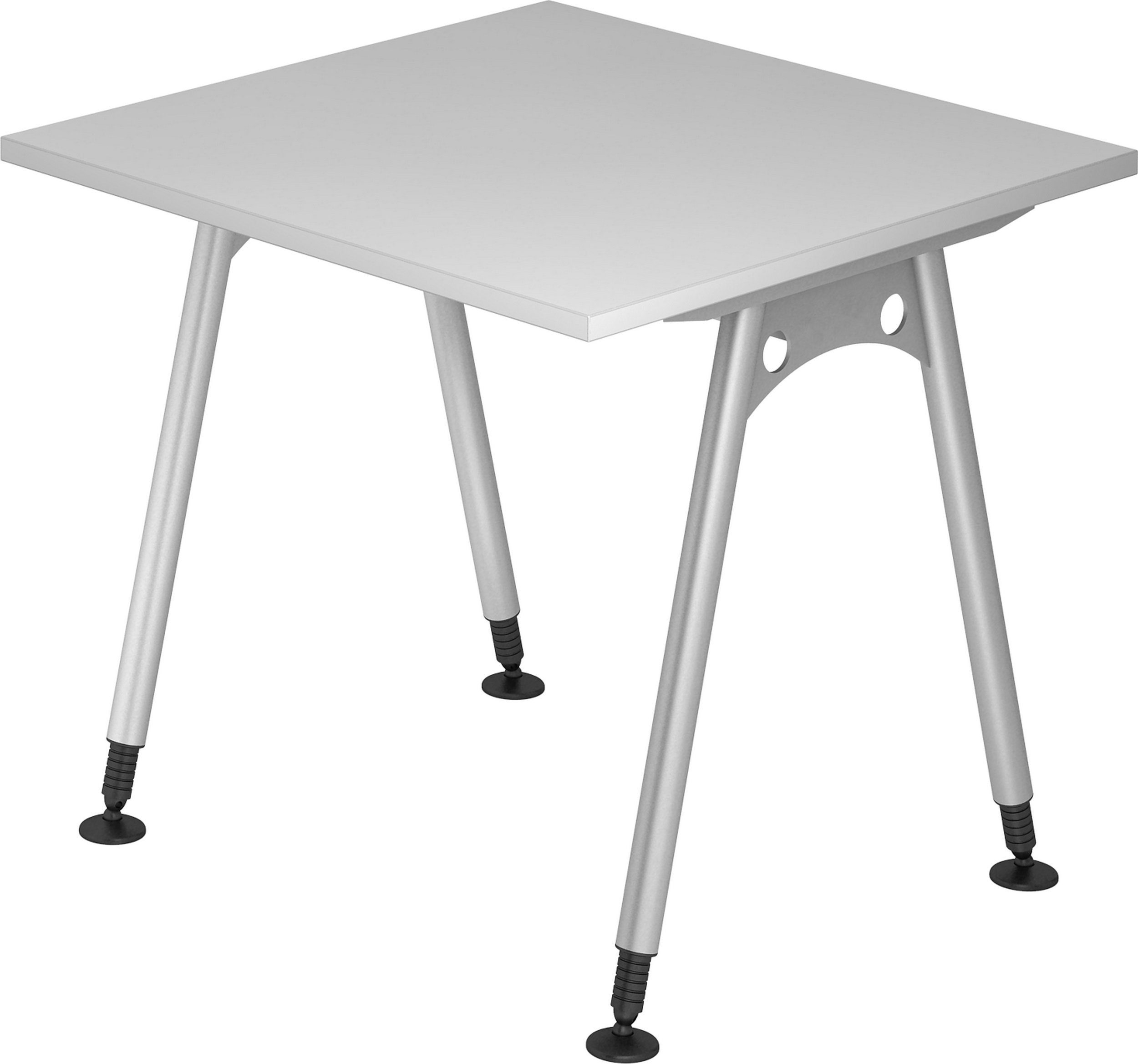 bümö Schreibtisch Schreibtisch Serie-A, Quadrat: 80 x 80 cm - Dekor: Grau