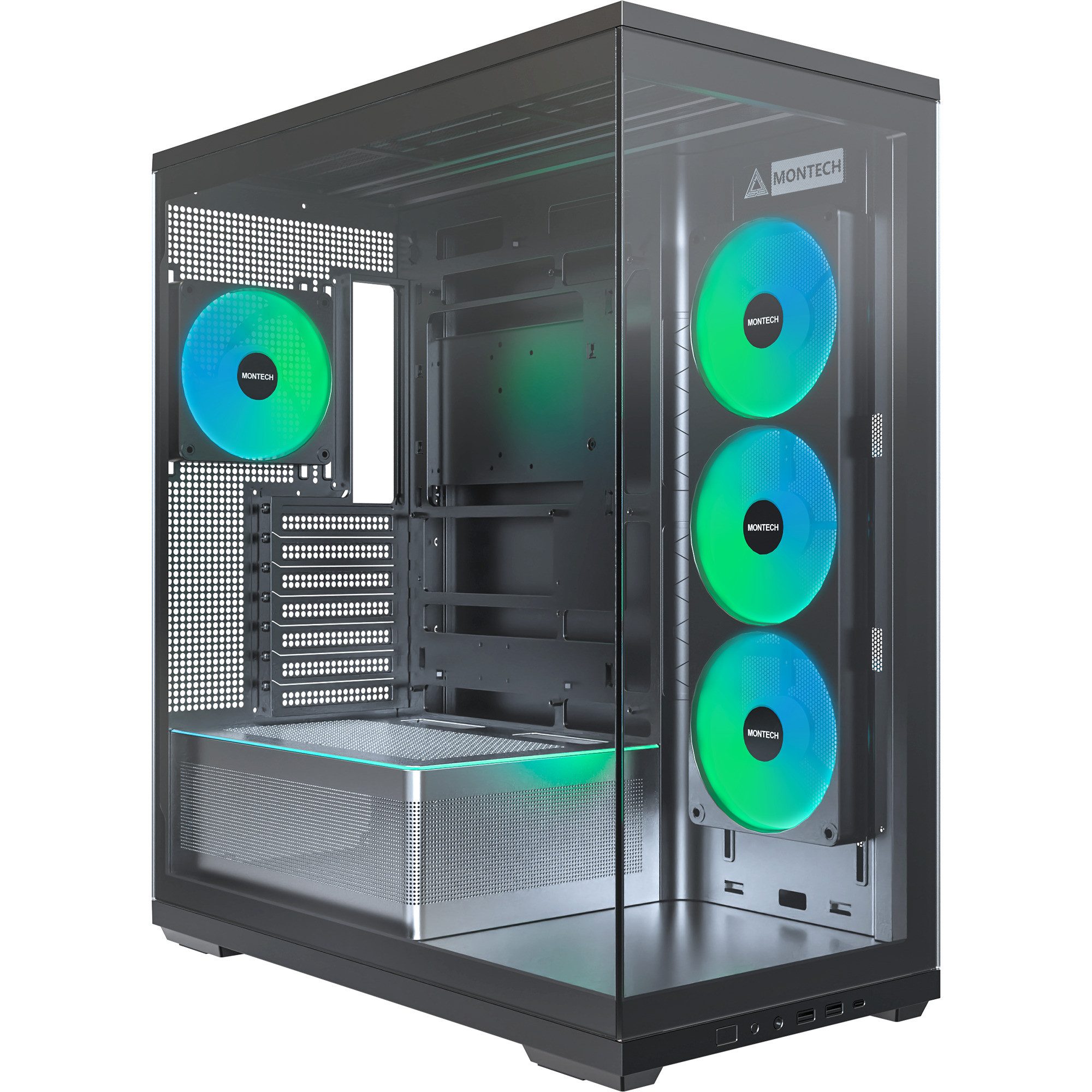 MONTECH PC-Gehäuse Montech TG3 Black, Tower-Gehäuse, (Tempered Glass