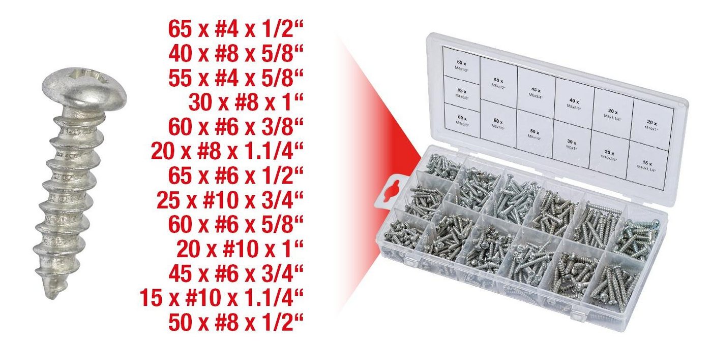 Thumbnail - KS Tools Schraube Sortiment Linsenkopf-Blechtreibschrauben, 550-tlg