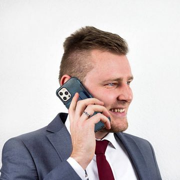 Wigento Handyhülle Für iPhone 12 Mini Lederoptik Case TPU Band Schutz Tasche Hülle Cover Etuis Dunkelbraun