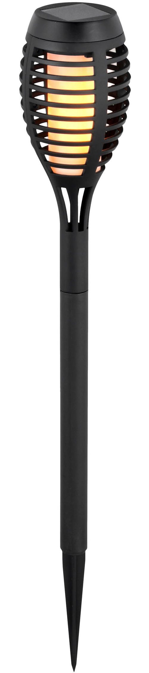 näve LED Solarleuchte Fanilo, Tageslichtsensor, LED fest integriert, Warmweiß, 5er Set Fackeln, Flammeneffekt, schwarz, LED warmweiß, H: 45cm, D: 6cm