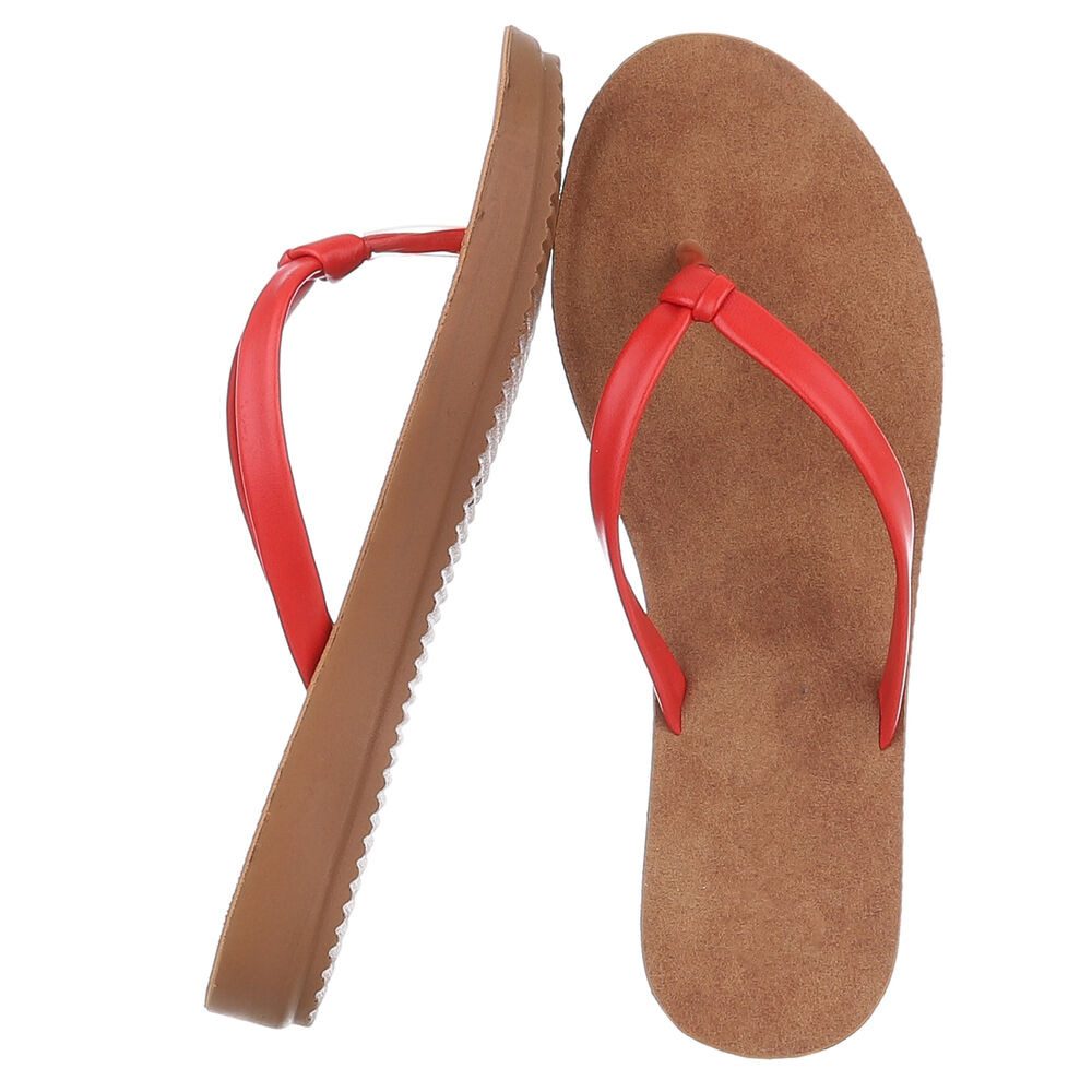 Ital-Design Bequeme Flip-Flops mit goldenen Details für den Sommer Zehentrenner (89372773) Keilabsatz/Wedge Zehentrenner in Rot