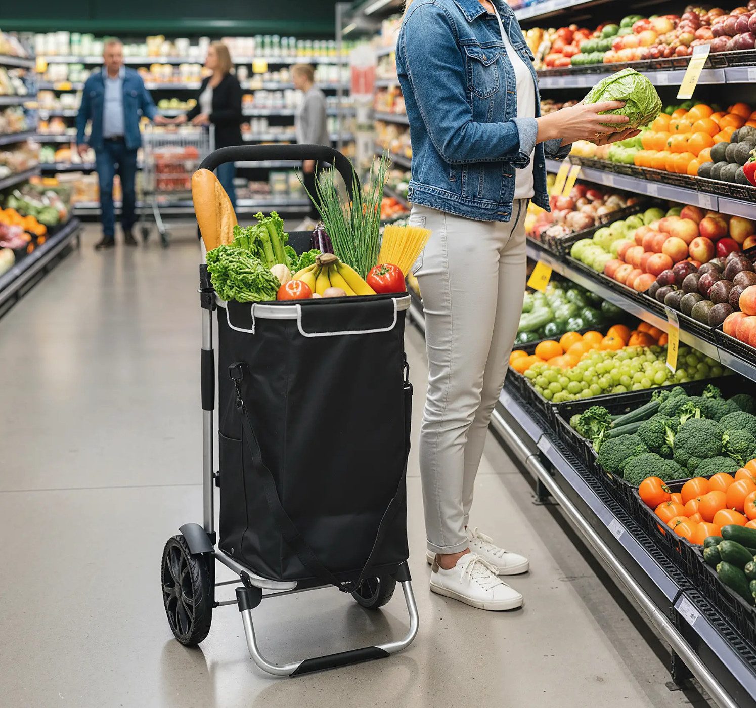 XDeer Einkaufstrolley 3-in-1 Einkaufstrolley klappbar mit 40L, Kapazität belastbar Trolley