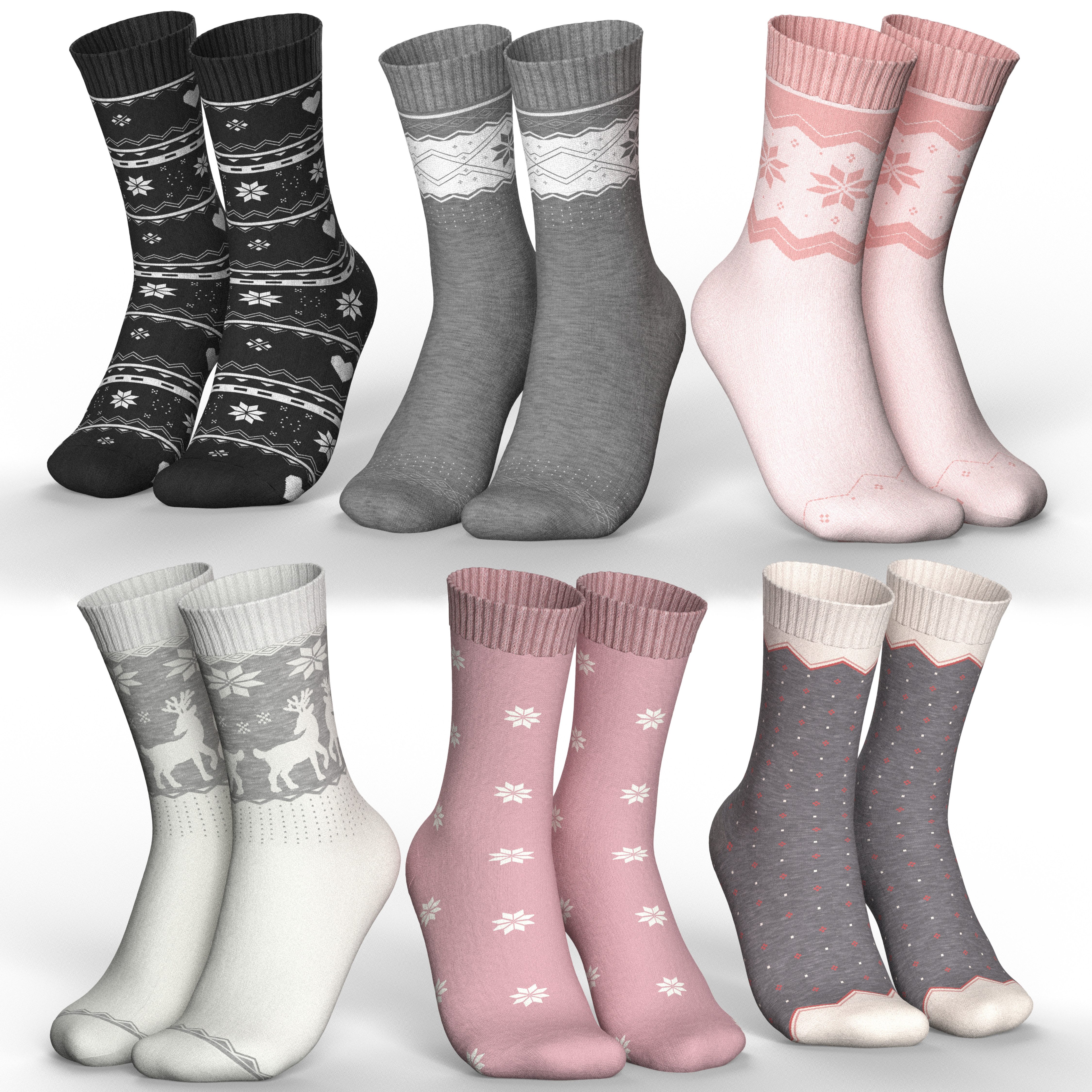 MEDOLY Thermosocken Damen Wintersocken mit 85% Baumwolle (6er Pack) Vollfrottee für extra Wärme