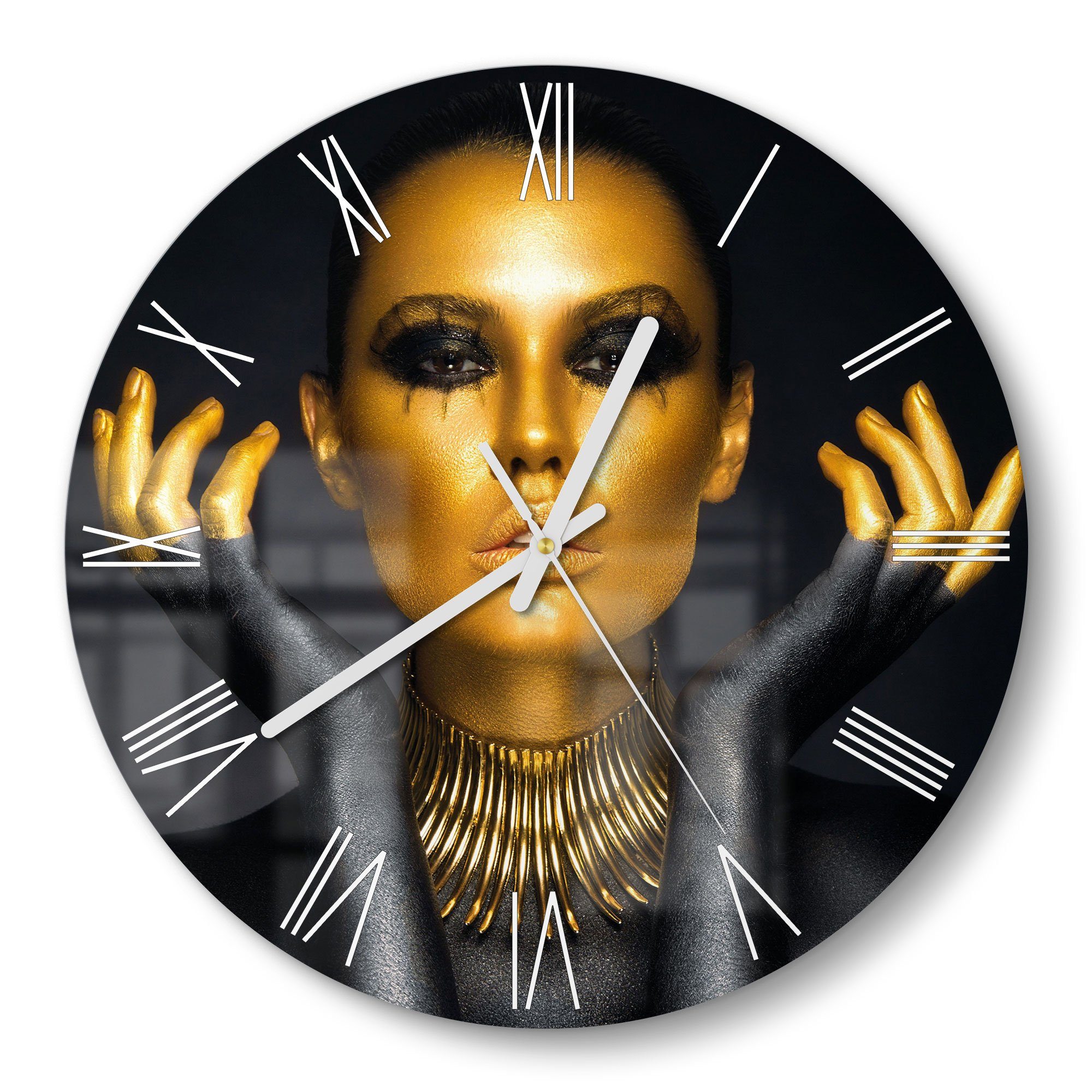 DEQORI Wanduhr 'Glamouröses Modell' (Glas Glasuhr modern Wand Uhr Design Küchenuhr)