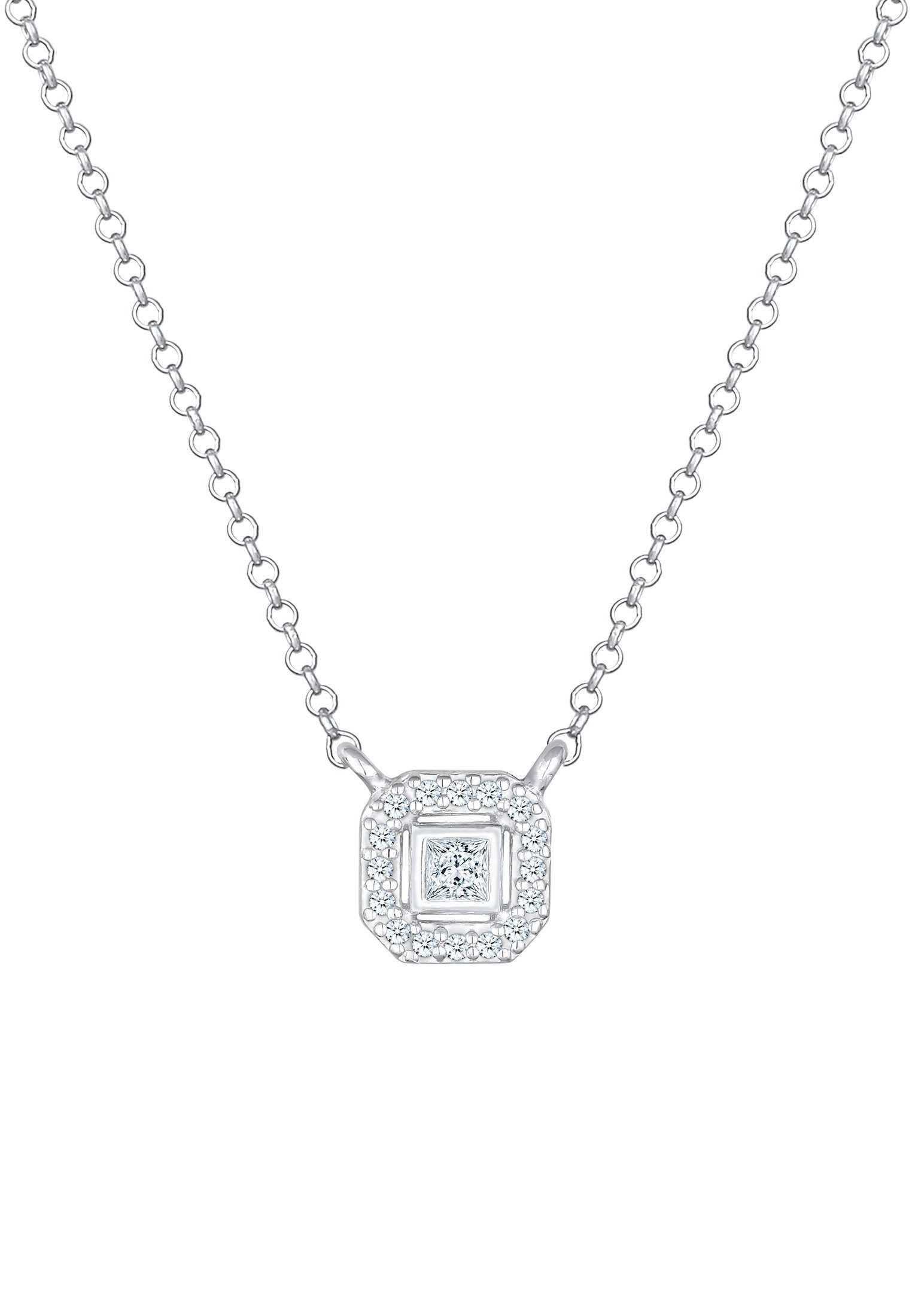 Achteck (0.16 925 Silber, Anhänger ct) Kette Elli Anhänger Diamant Geo DIAMONDS mit