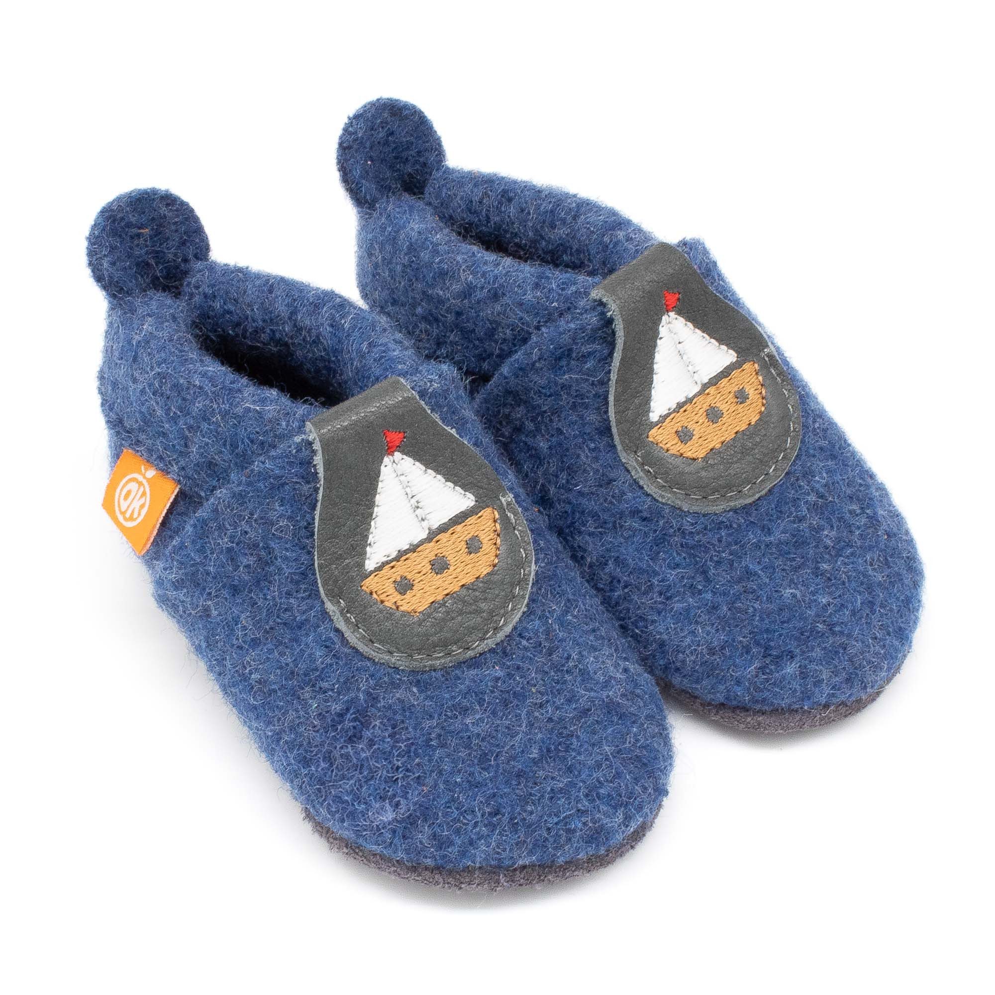 Orangenkinder® Hausschuhe Wollwalk Poppie Schiffchen Slipper 100 % Merinowolle, Made in Germany, atmungsaktiv