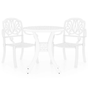vidaXL Garten-Essgruppe 3-tlg Bistro-Set Aluminiumguss Weiß Sitzgruppe Set