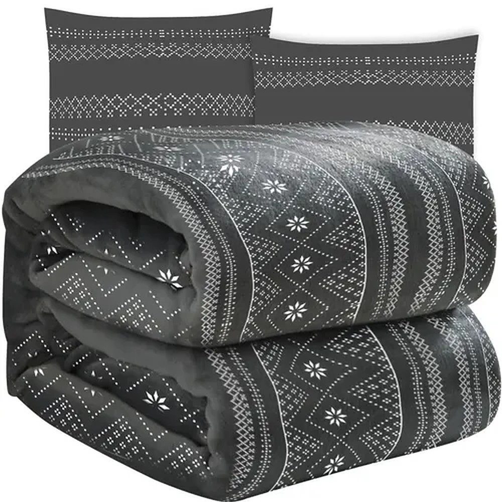Ruhhy Kissenbezug Kuscheldecke Kissenhülle Weihnachtsset, (3 Stück), Decke mit 2 Kissenbezügen, Mikrofaser, Wintermotiv