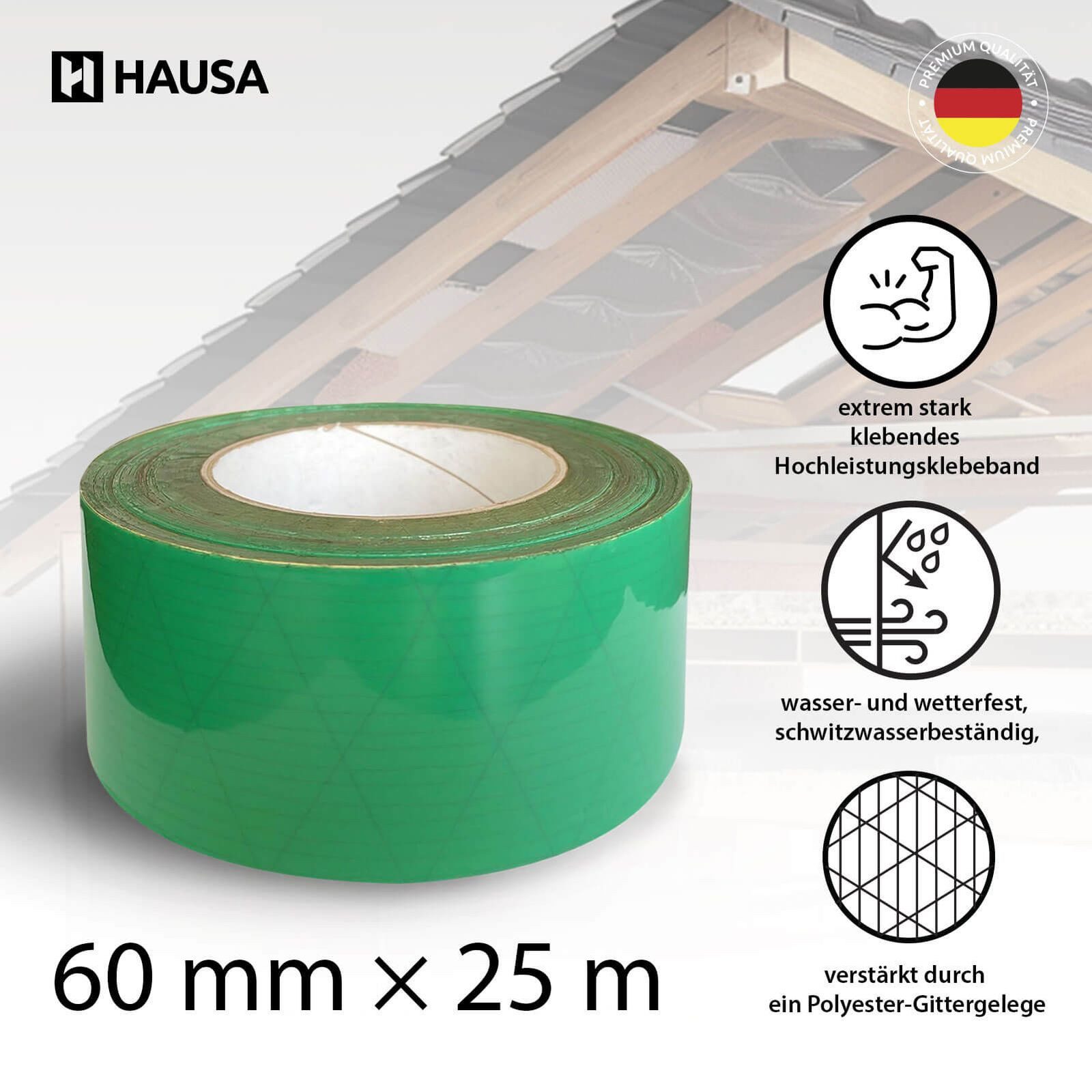 Hausa Dampfsperrklebeband Hochleistungsklebeband grün (Dampfbremse Dampfspe günstig online kaufen