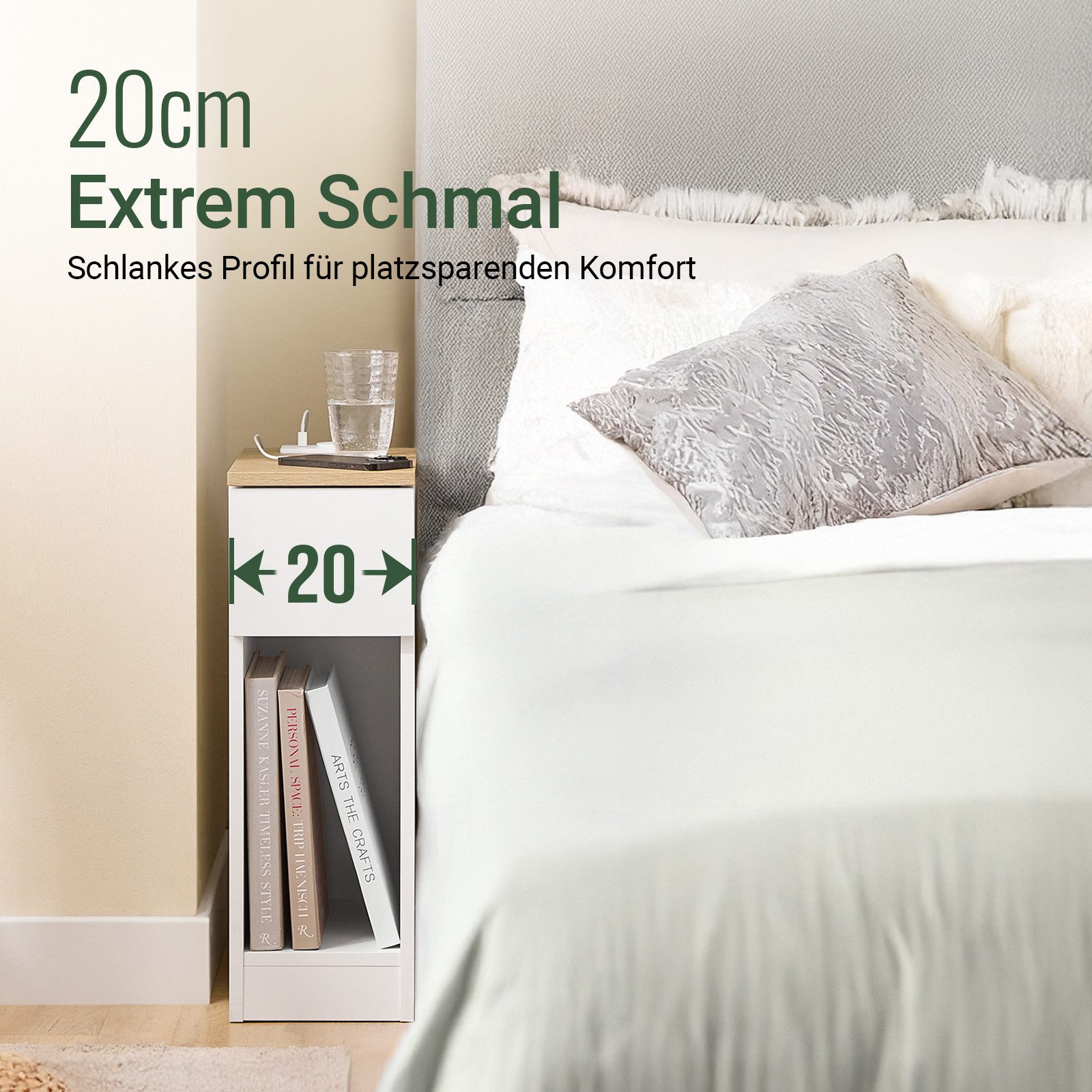 SoBuy Nachttisch FBT111-E, 1-St, Nachttisch schmal, günstig online kaufen